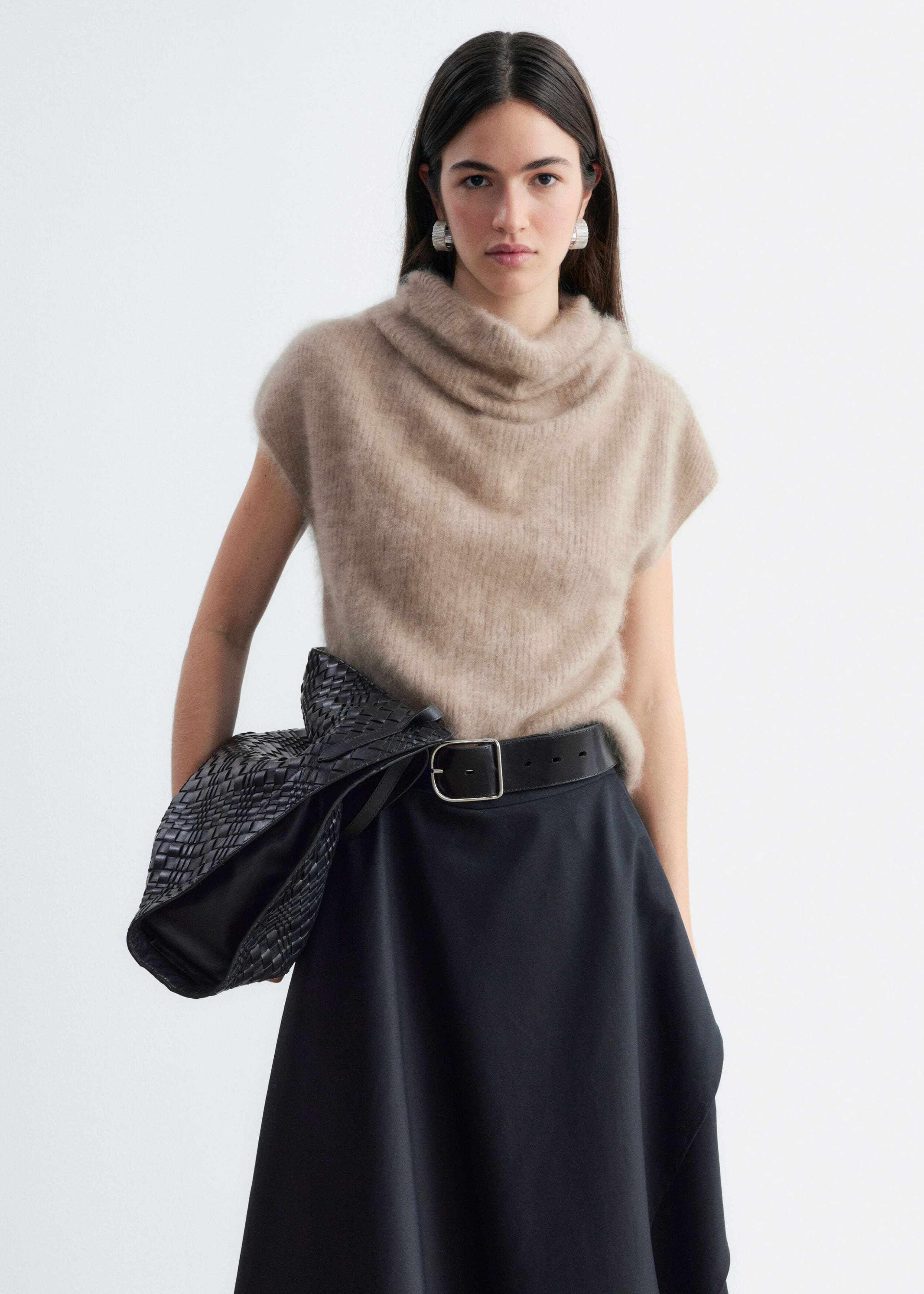 Cashmere Rib Mock Neck Top - Beige - Still Life