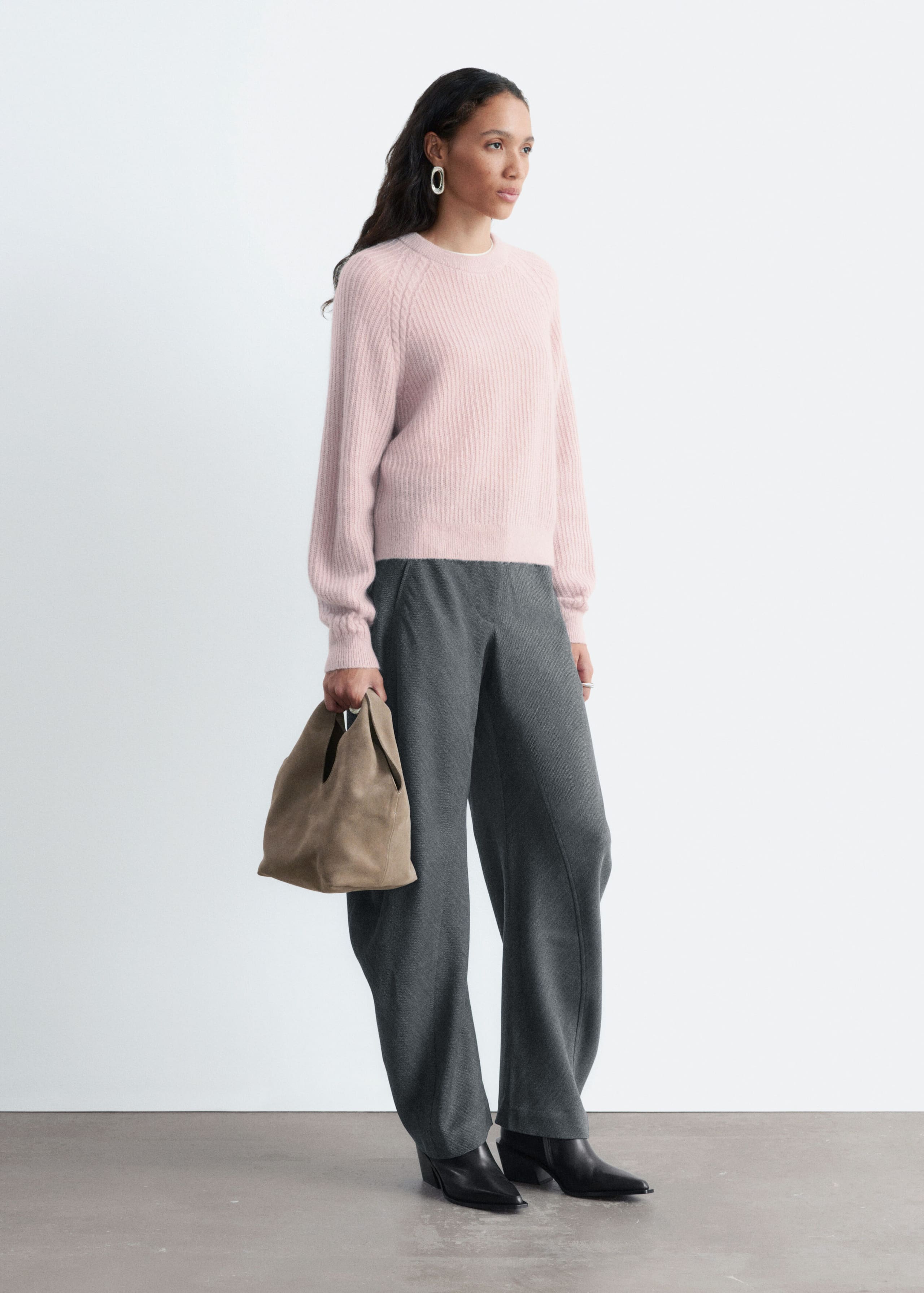 Pull en mohair mélangé - Rose poudré - Lookbook