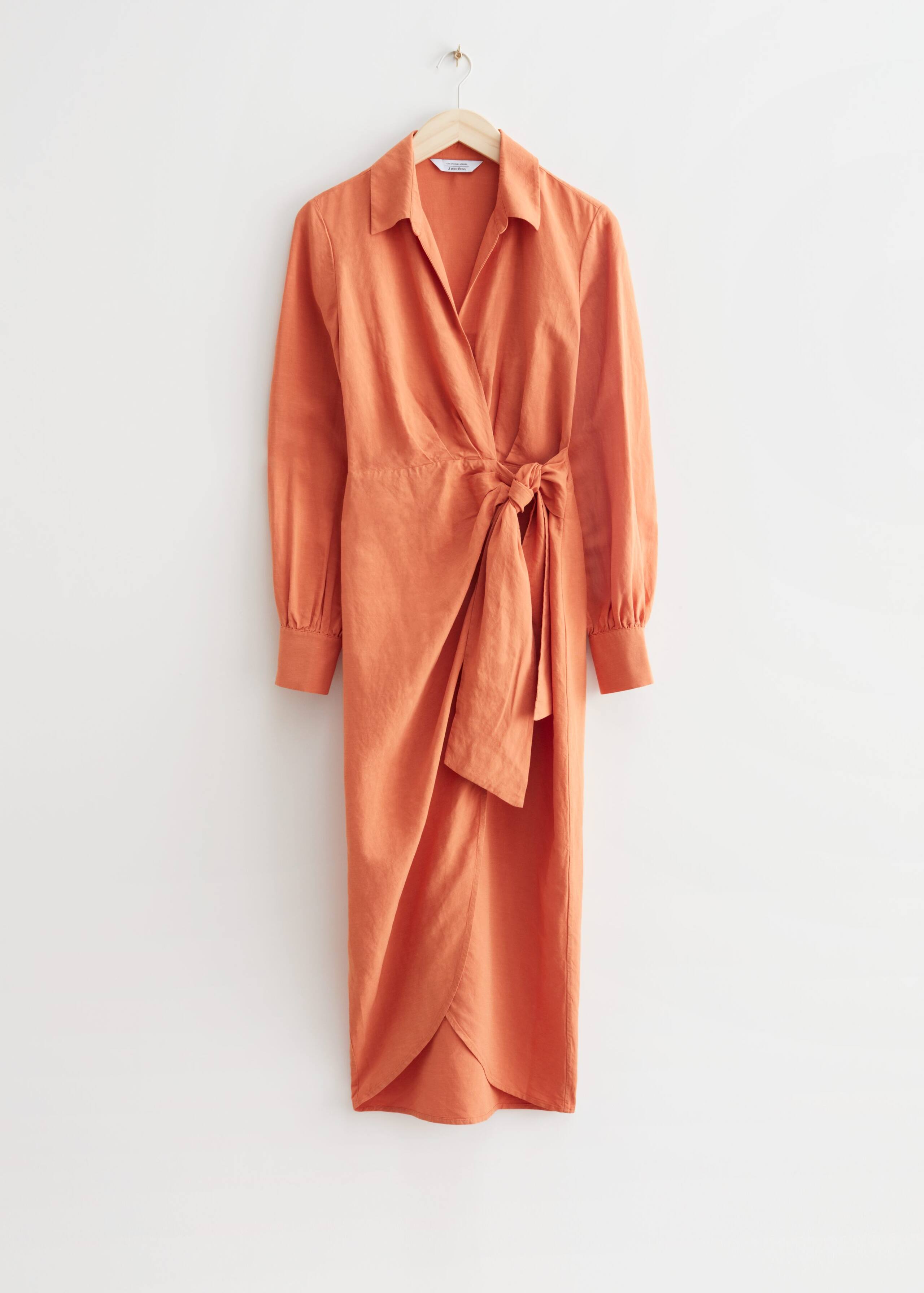 Collared Wrap Midi Dress - Rust - Bodegón