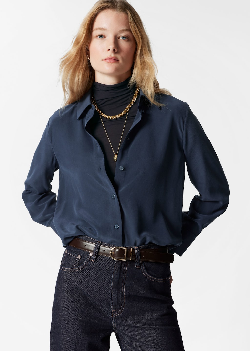 Camicia in seta - Azzurro - Lookbook