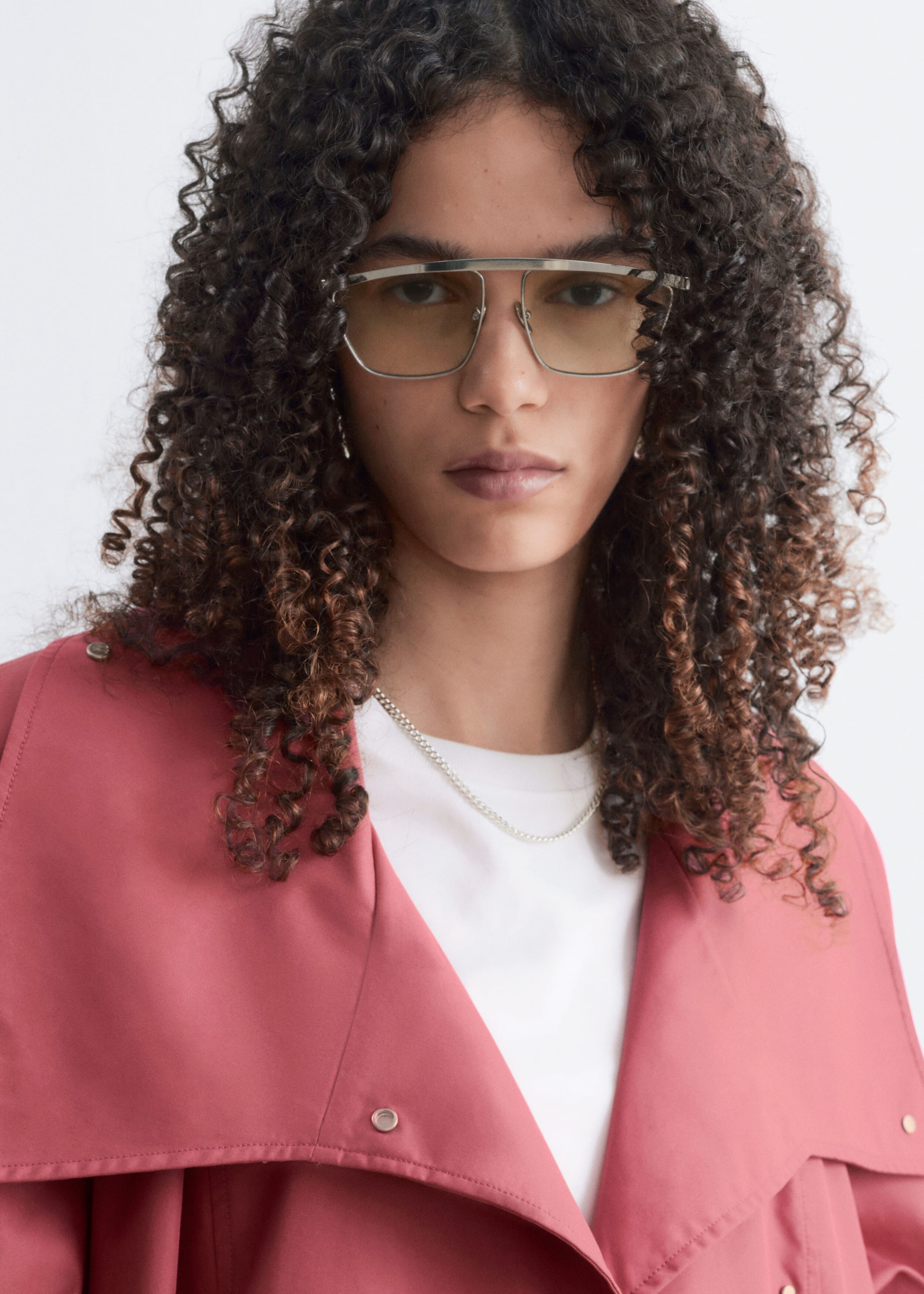 Bold-Shoulder Belted Coat - Pink - Lookbook