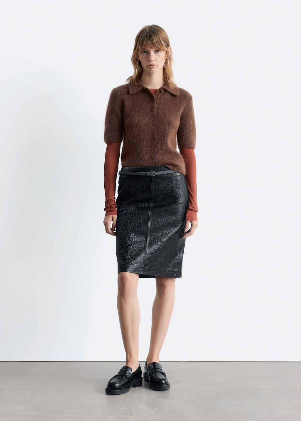 Image of Brushed Knit Polo T-Shirt