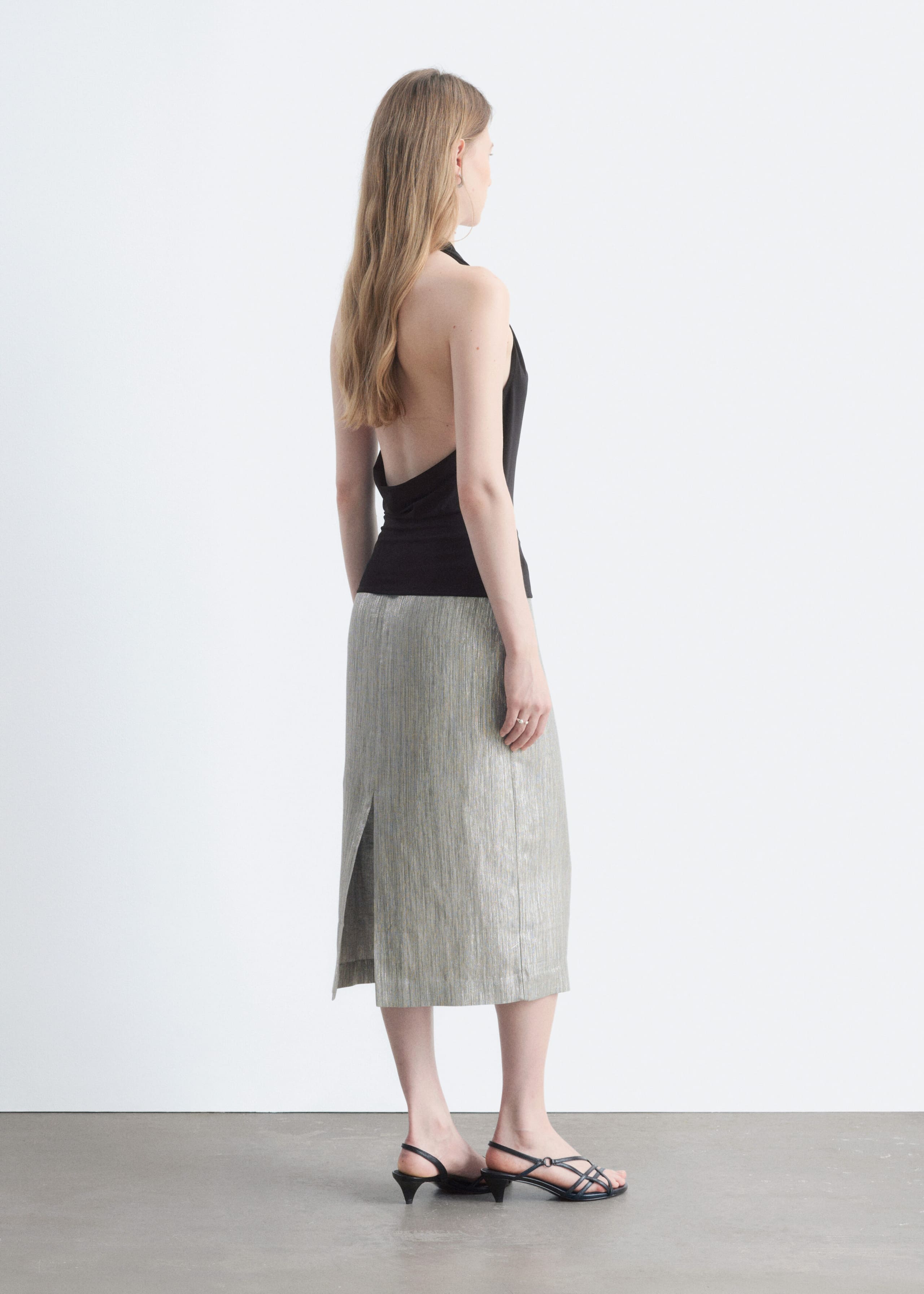 Dobby Column Skirt - Silver - Still Life