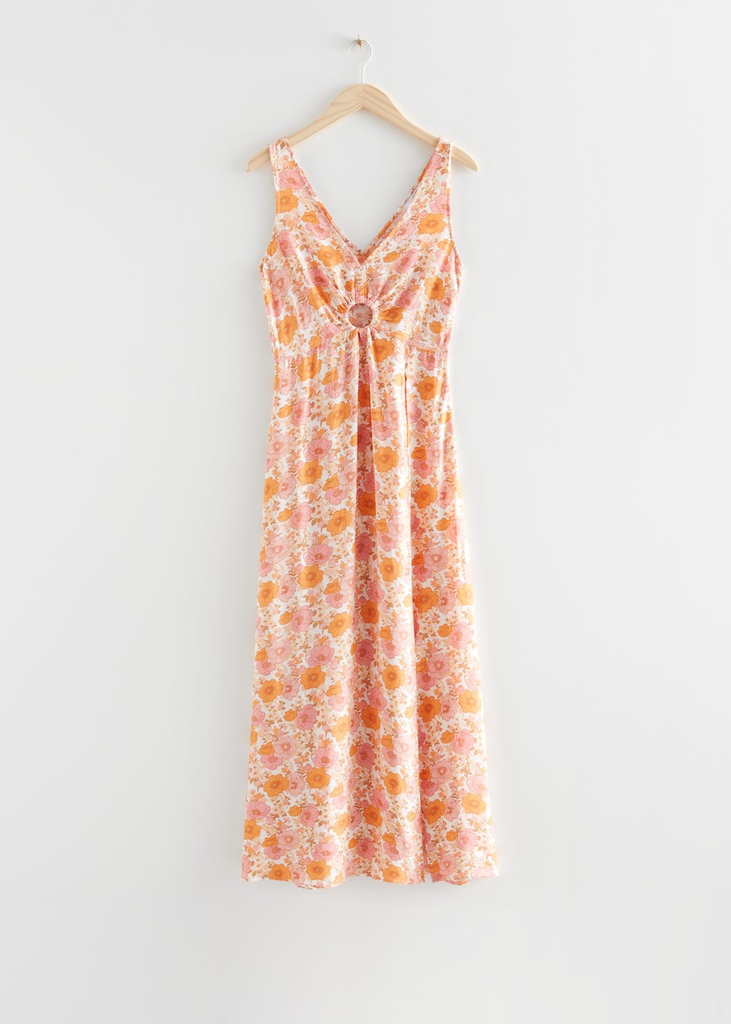 Printed Sleeveless Maxi Dress - Orange/Pink Florals - Still Life