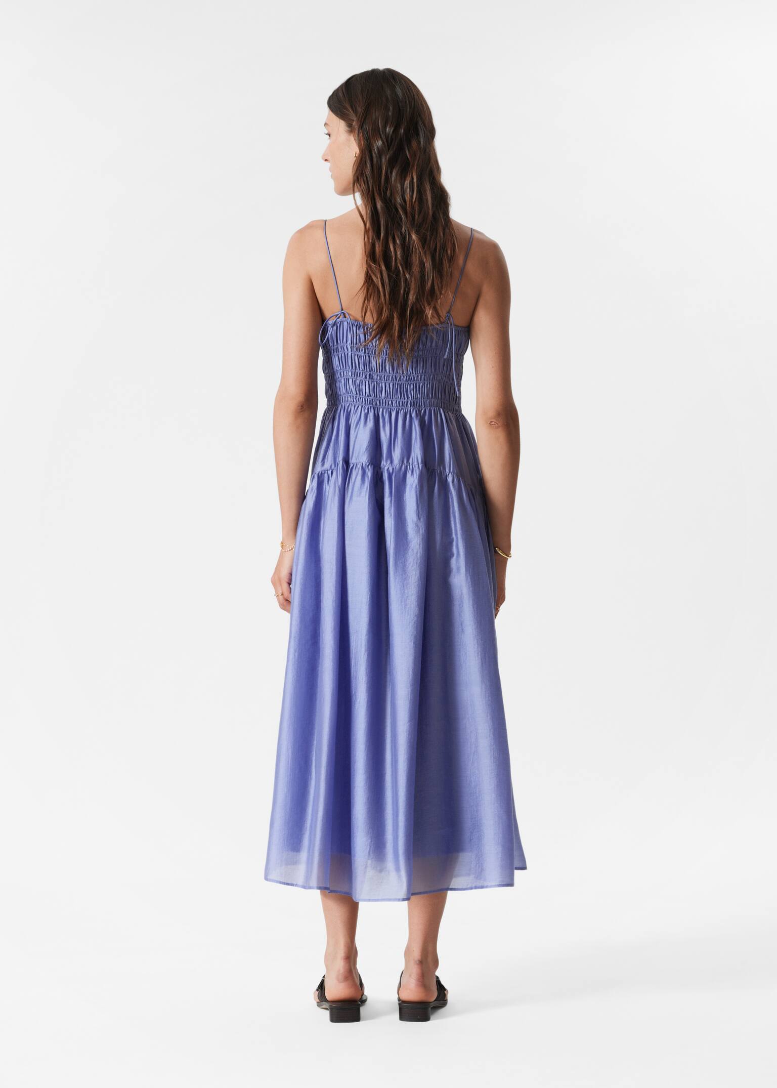Ruched Midi Dress - Blue - 3