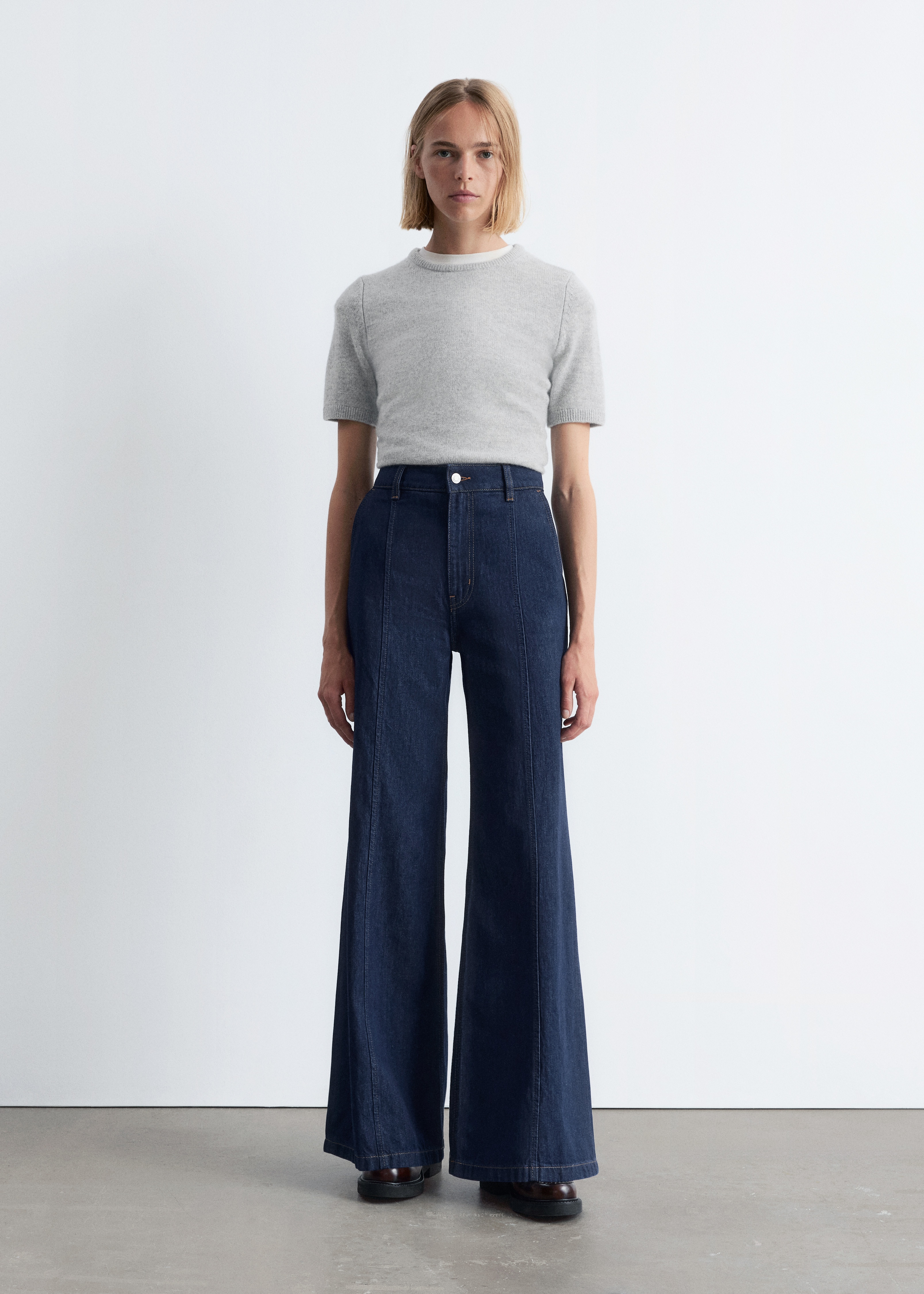 Jeans bootcut con cuciture avvolgenti - Blu medio