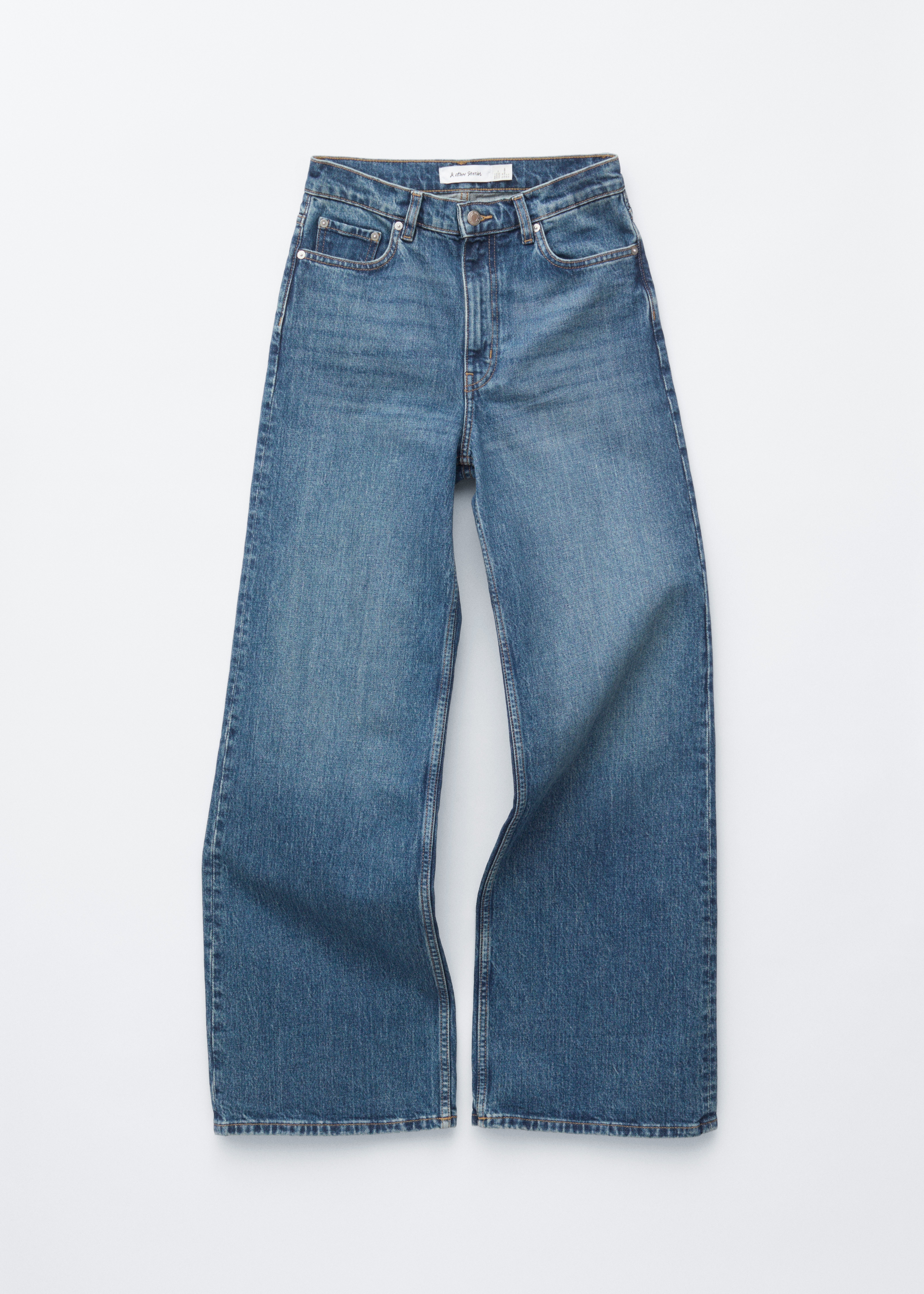 Jeans med vide ben - Mellemblå/Lyseblå/Lyseblå/Hvid/Blå/Sort/Mørkeblå/Mellemblå