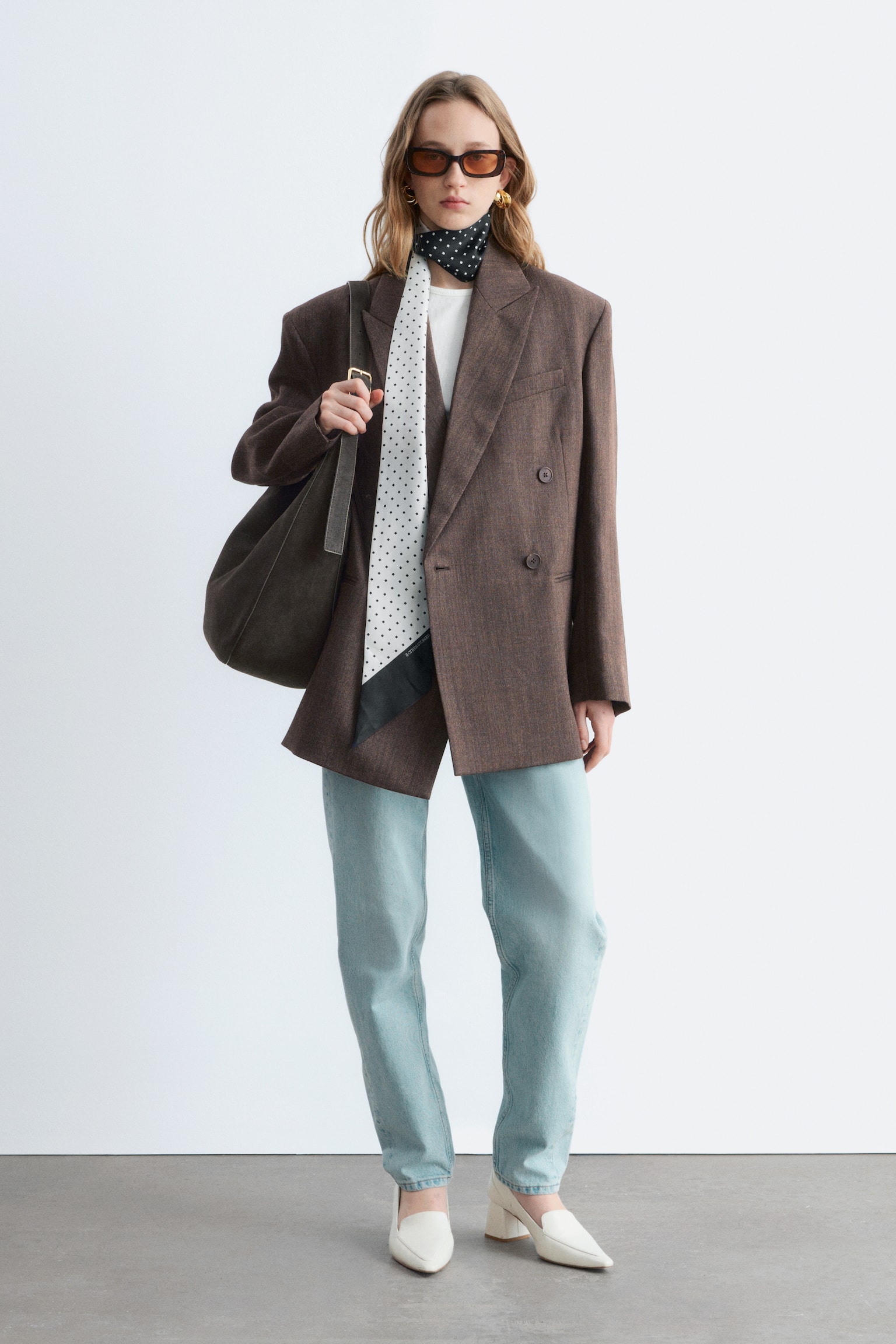 Blazer de trespasse em lã - Castanho escuro - 1