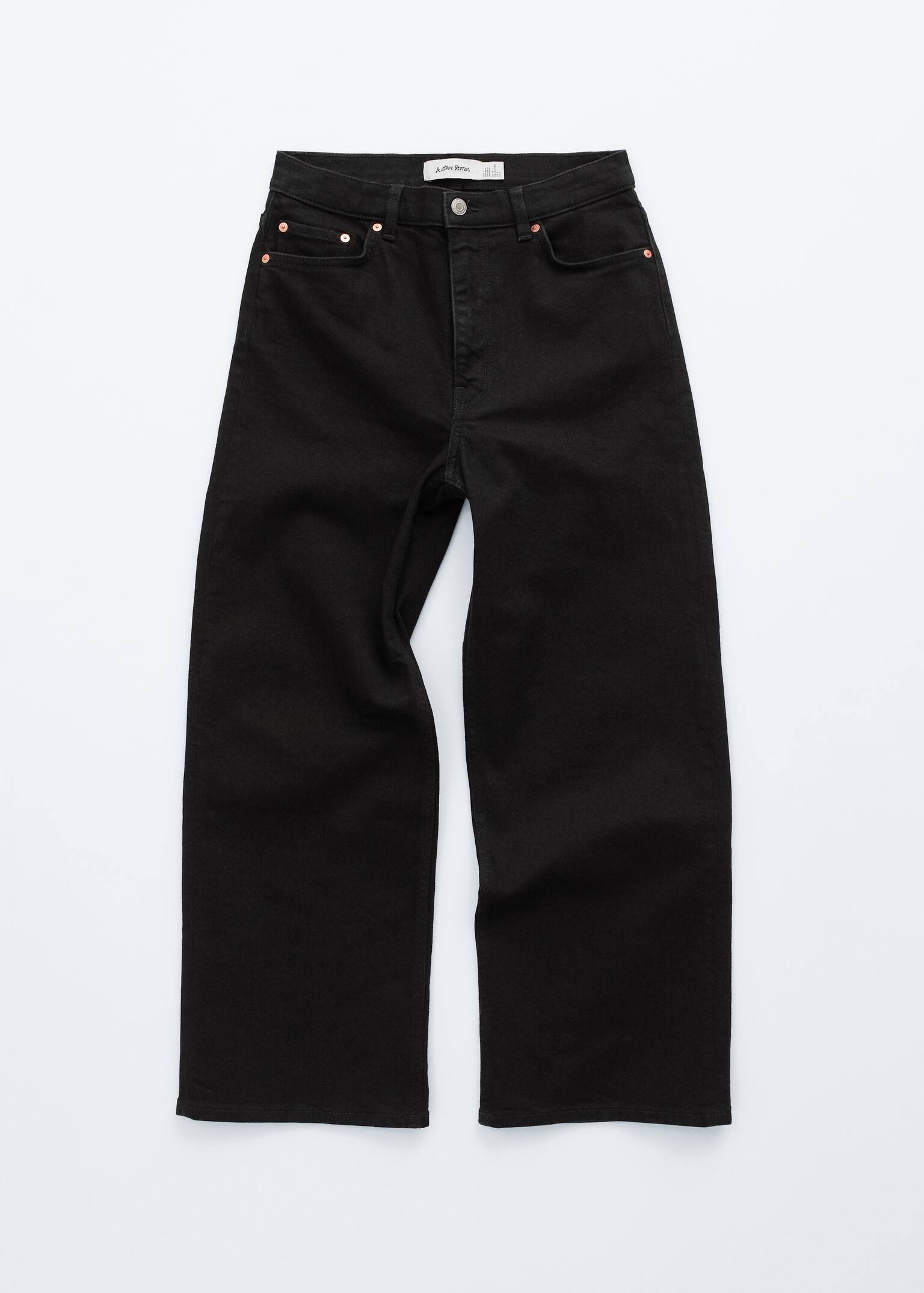 Verkürzte Jeans mit weitem Bein - Schwarz/Mittelblau/Hellblau/Weiß - 2
