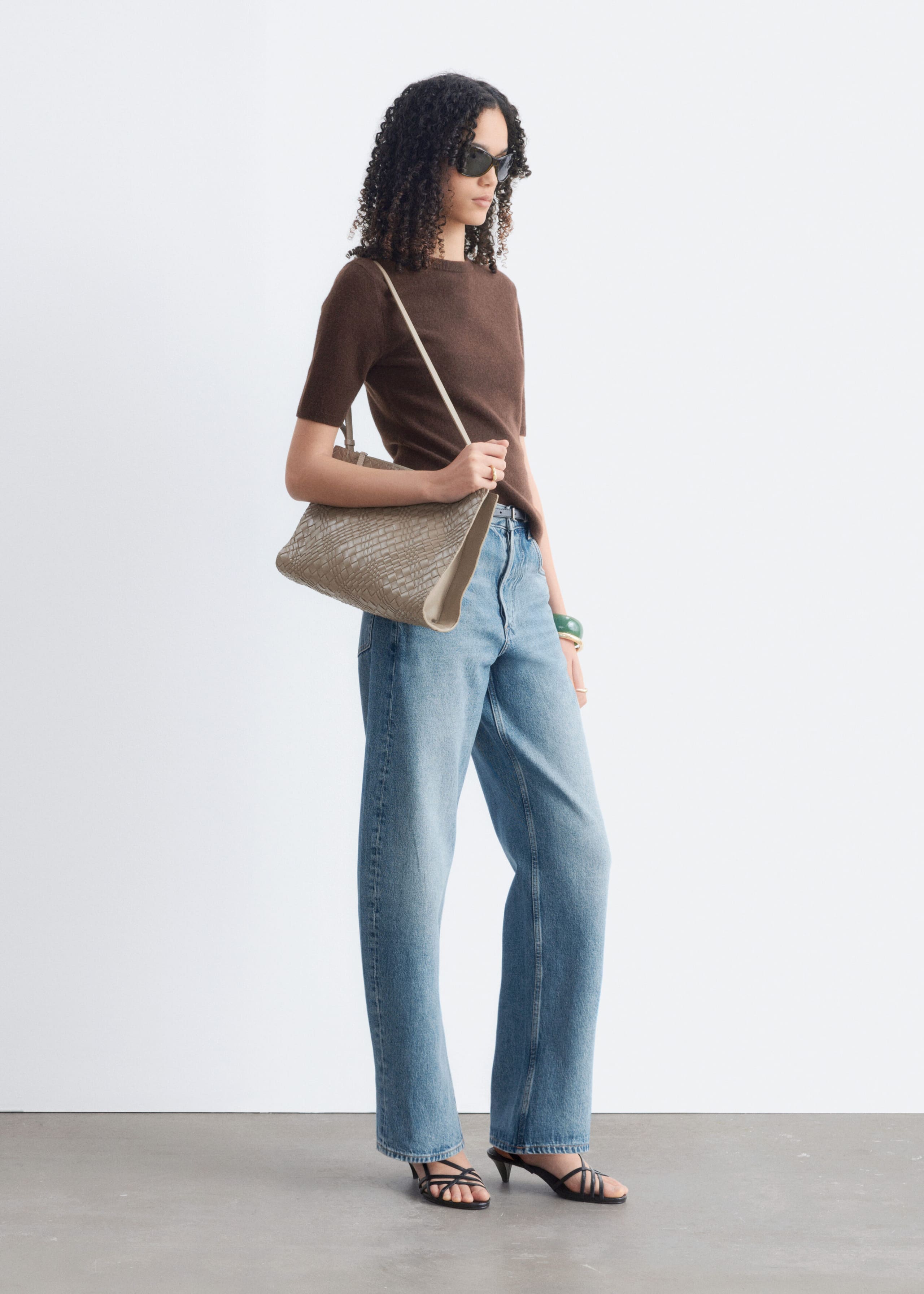 Short-Sleeve Cashmere Top - Blue - Lookbook