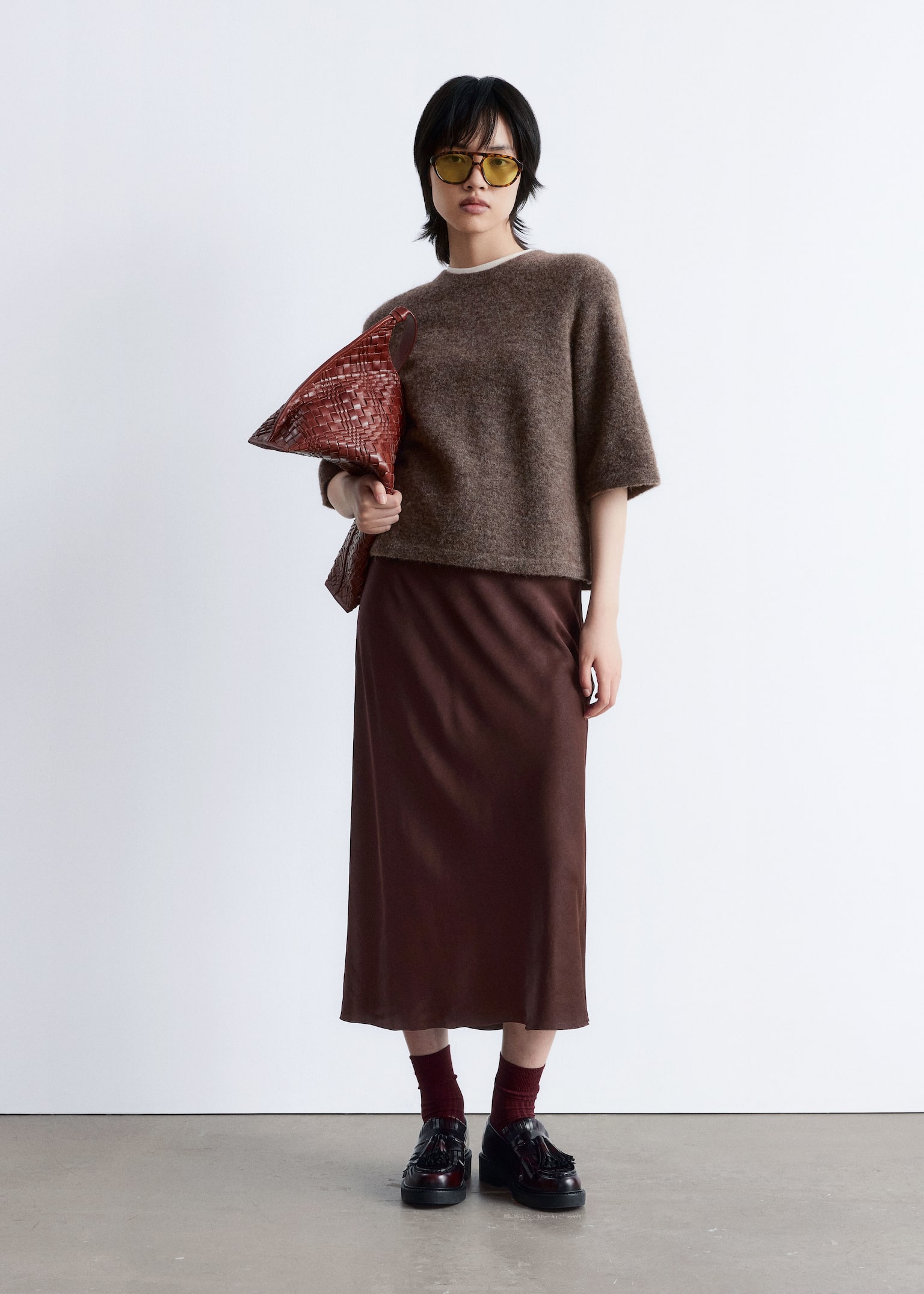 Alpaca-Blend Knitted Top - Mole/Red/Dusty Blue/Oatmeal/Burgundy/Black - 3