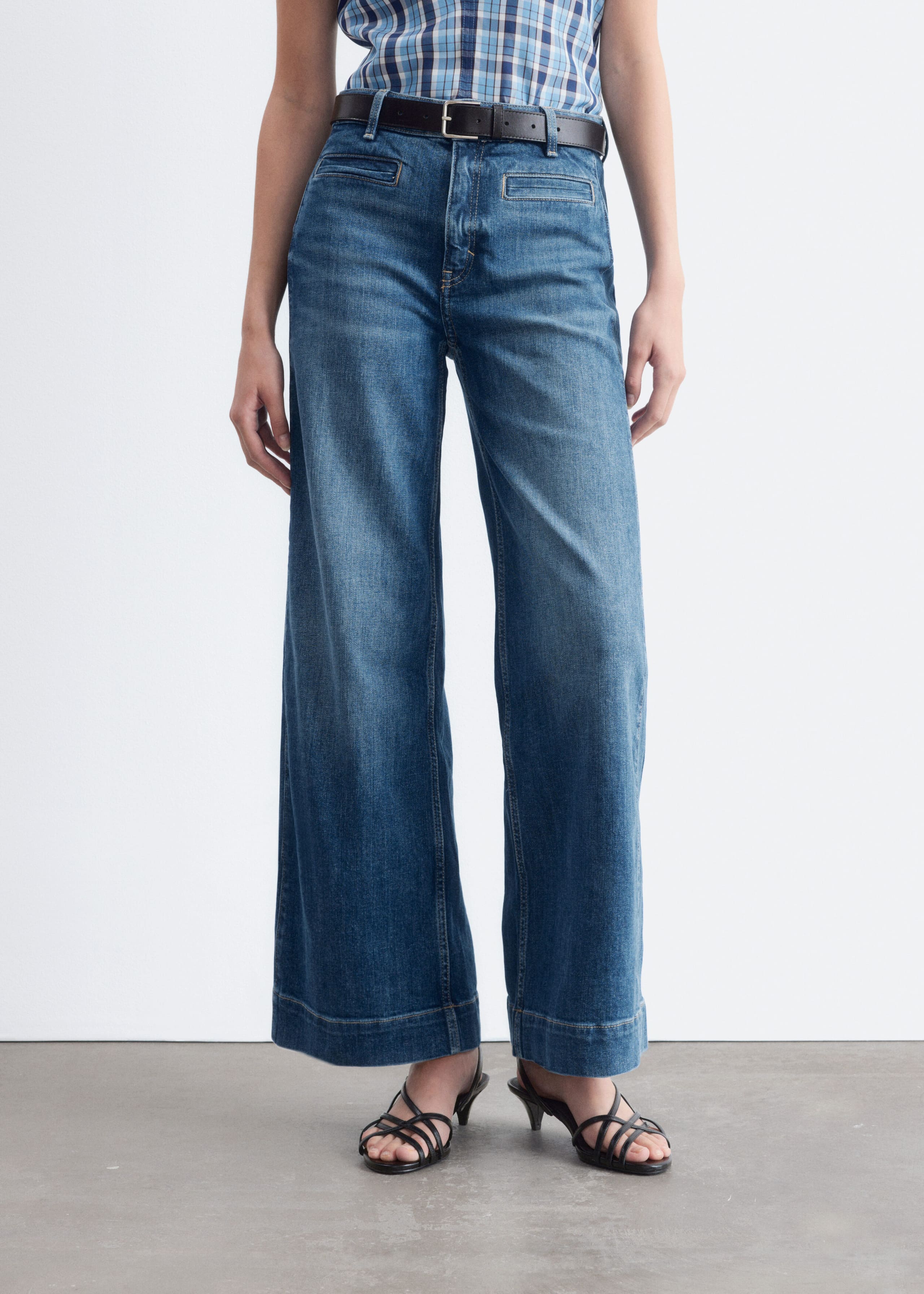Regular Wide-Leg Jeans - Dark Blue - Lookbook