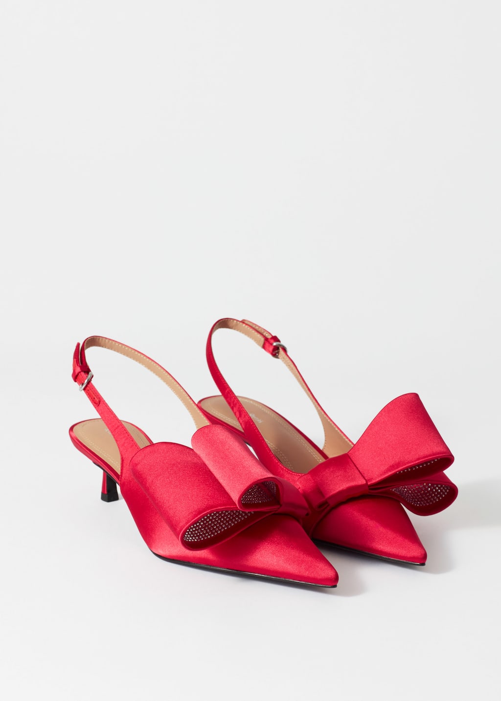 Image of Bow-Embellished Satin Pumps