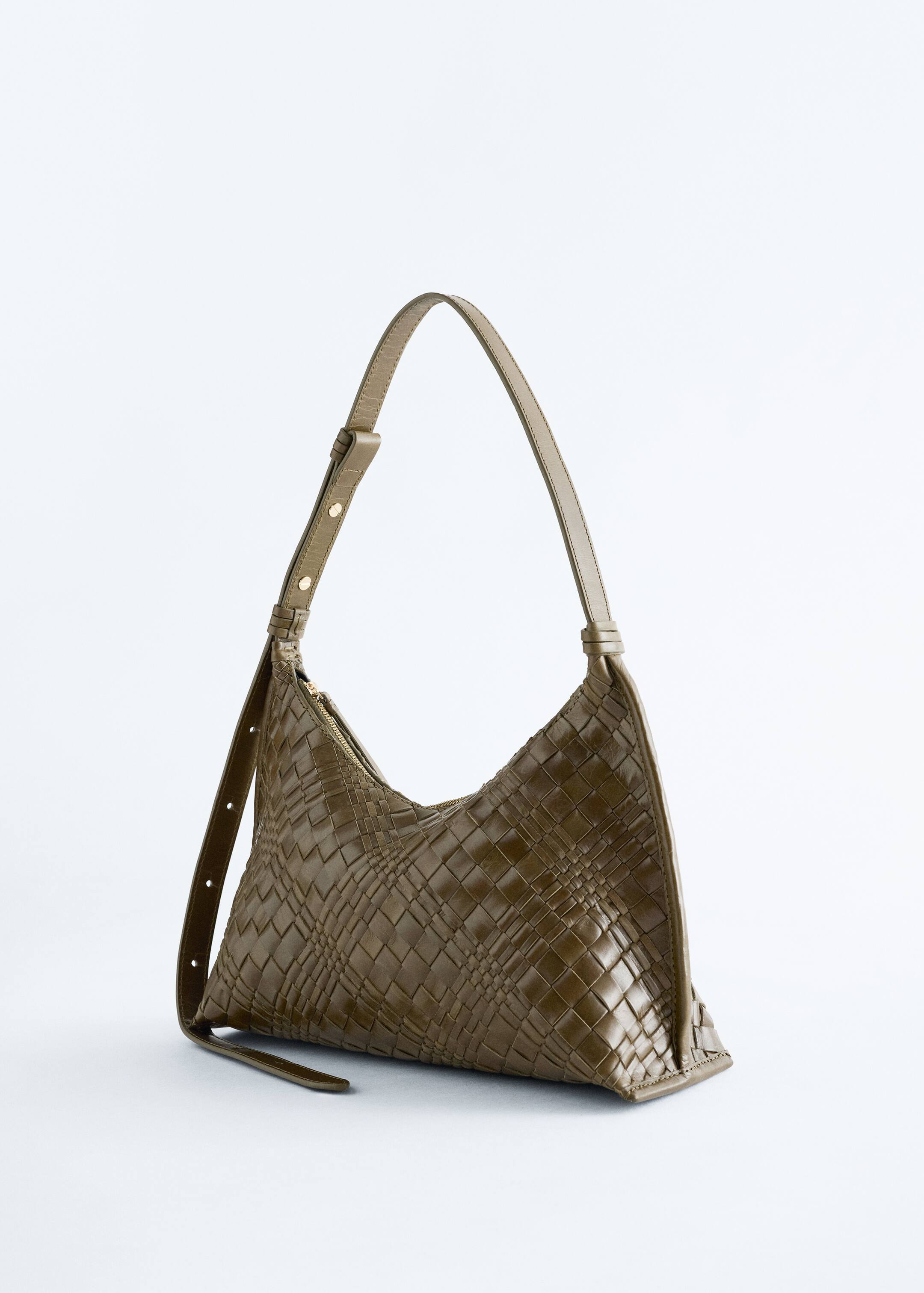 Zobacz większy obraz: Torba crossbody z plecionej skóry - Zielony khaki - ONA | H&M PL 4