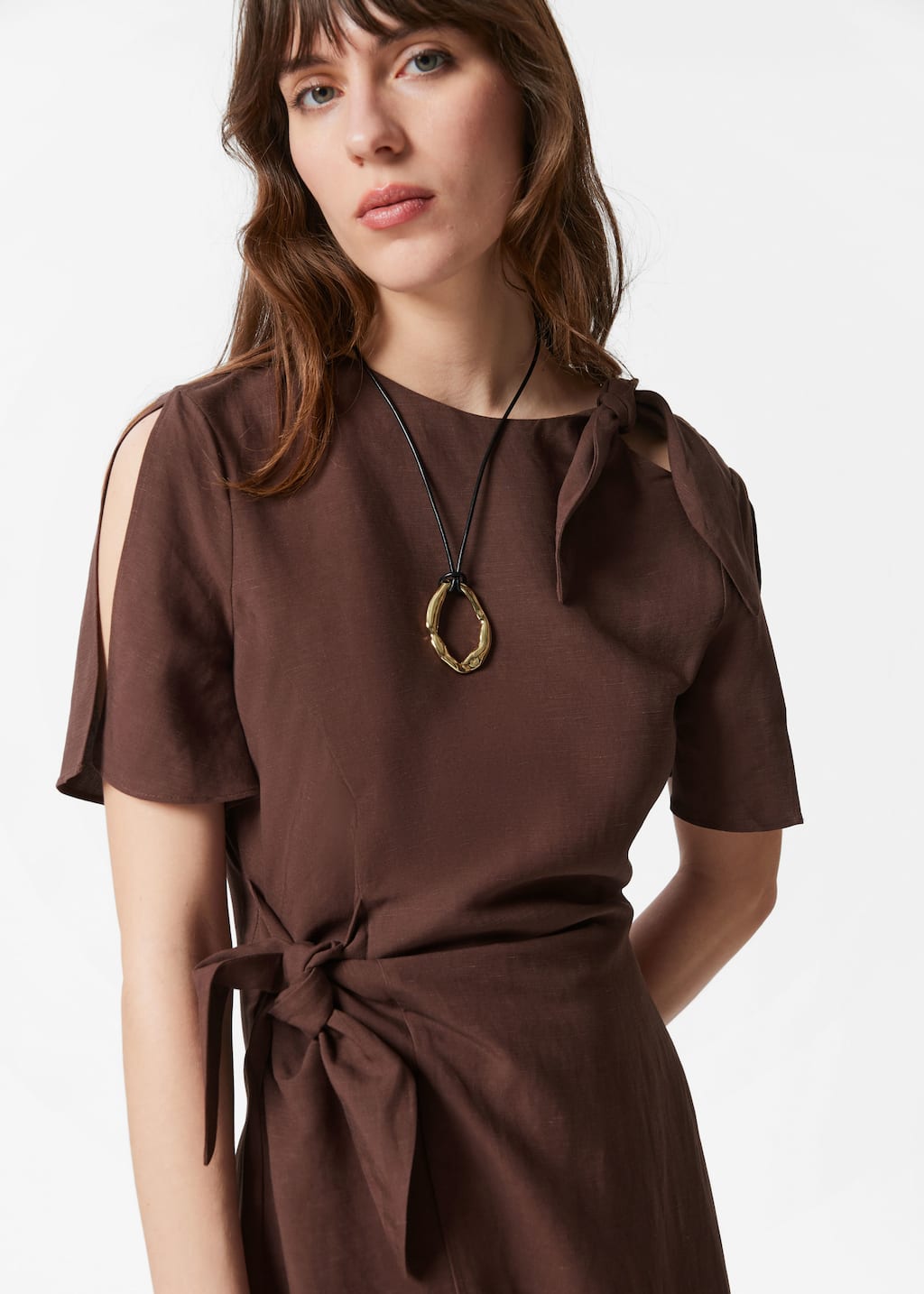 Image of Knot-Detail Midi Dress