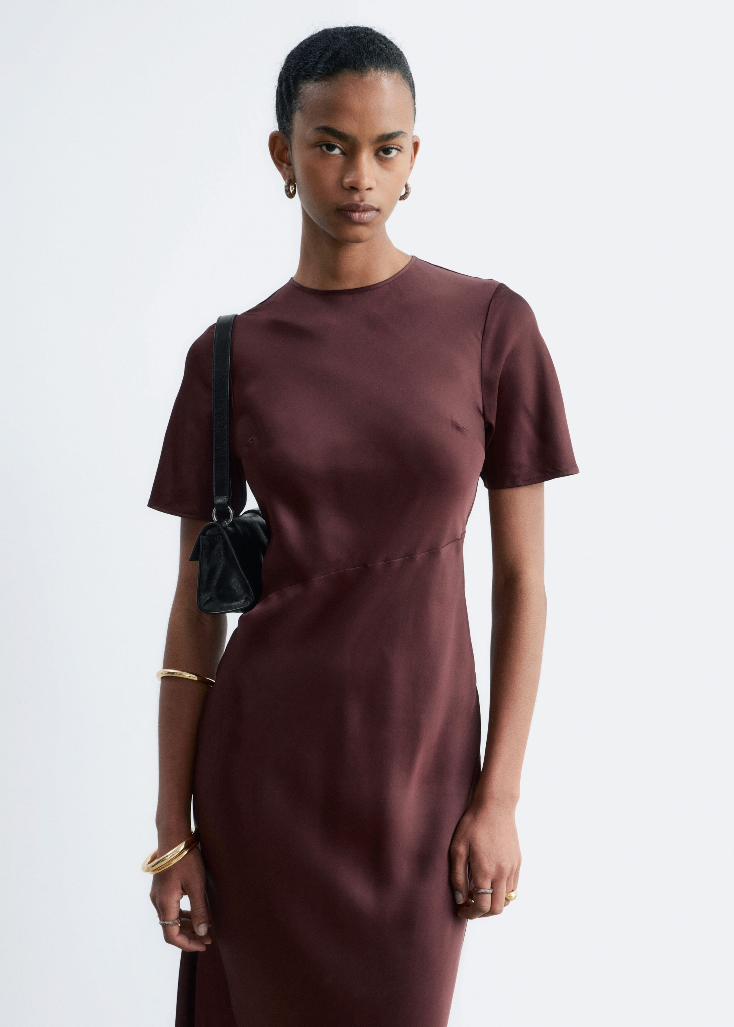 Viskose-Maxikleid mit Paisleymuster - Dunkelbraun - Lookbook