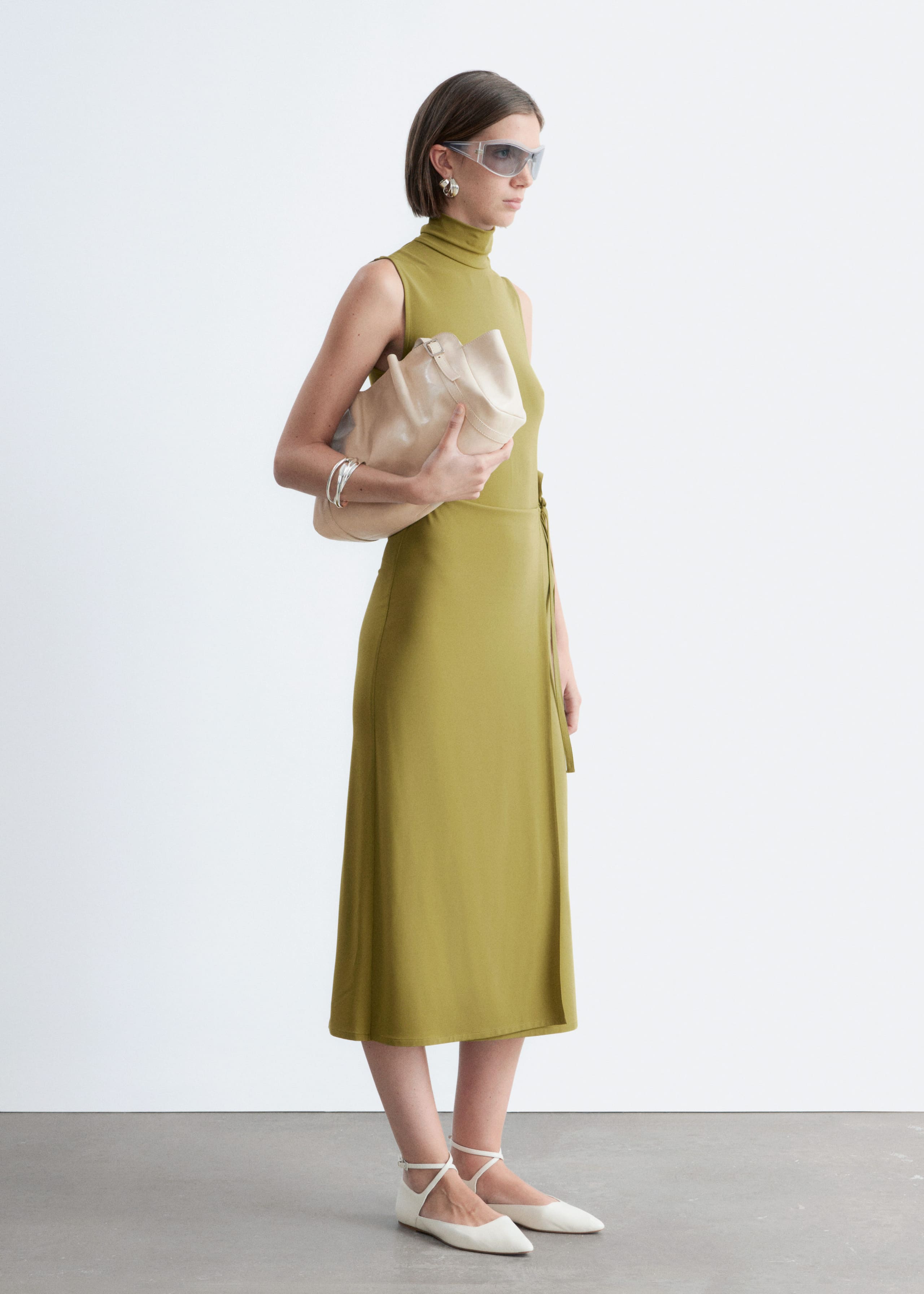 Sleeveless Turtleneck Midi Dress - Chartreuse - Lookbook