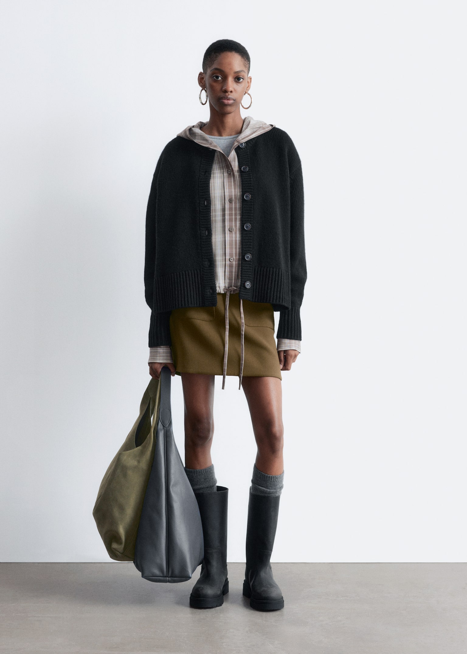 Cashmere-Blend Cardigan - Nero/Talpa