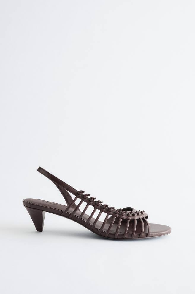 Strappy Leather Sandals - Dark Brown/Black/Cerise - 1