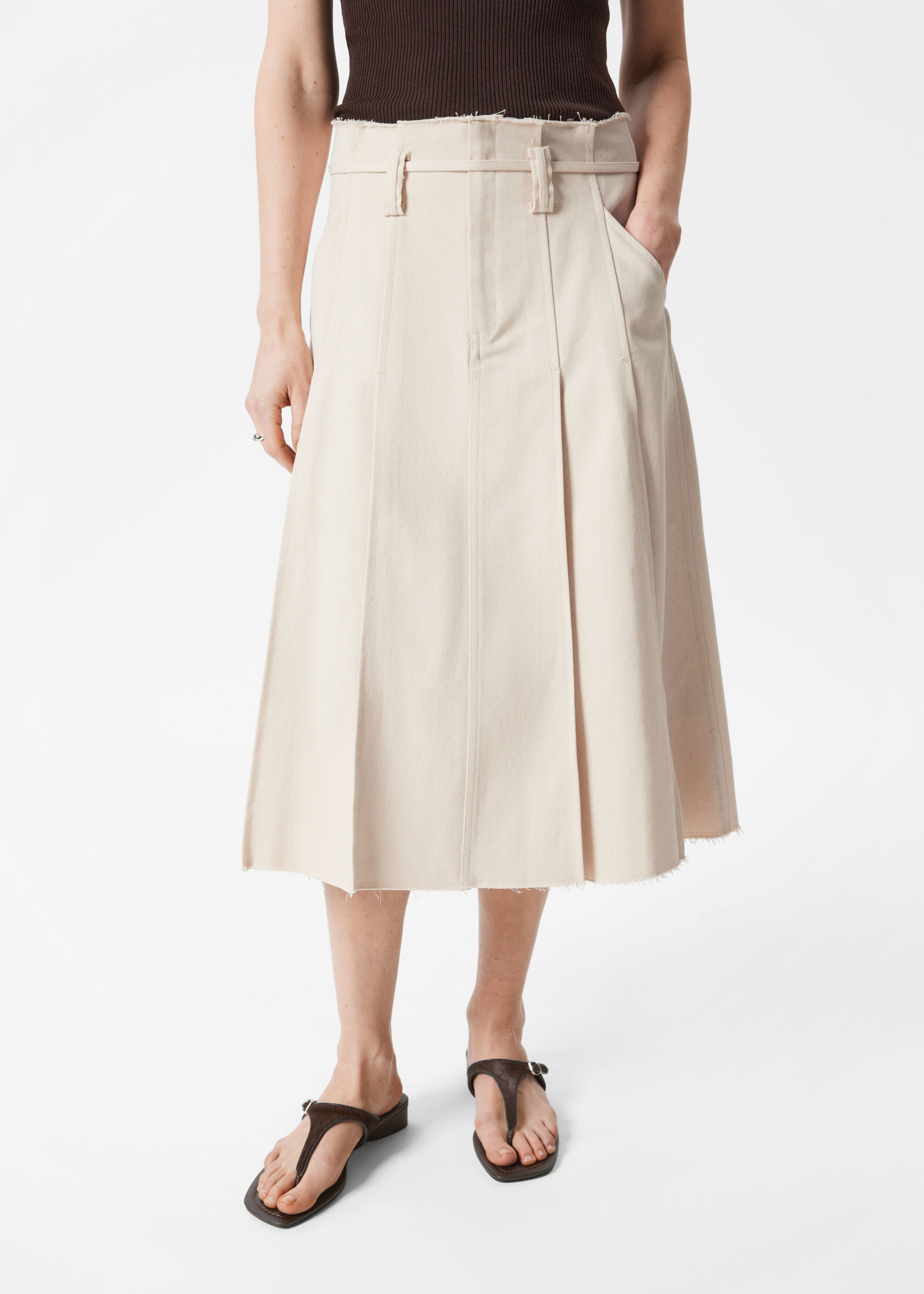★E.B.M★ Unbalanced Midi Pleated Skirt EMP3WSK040 Pleats Please Issey Miyake Pleated Midi Skirt | Black | FARFETCH