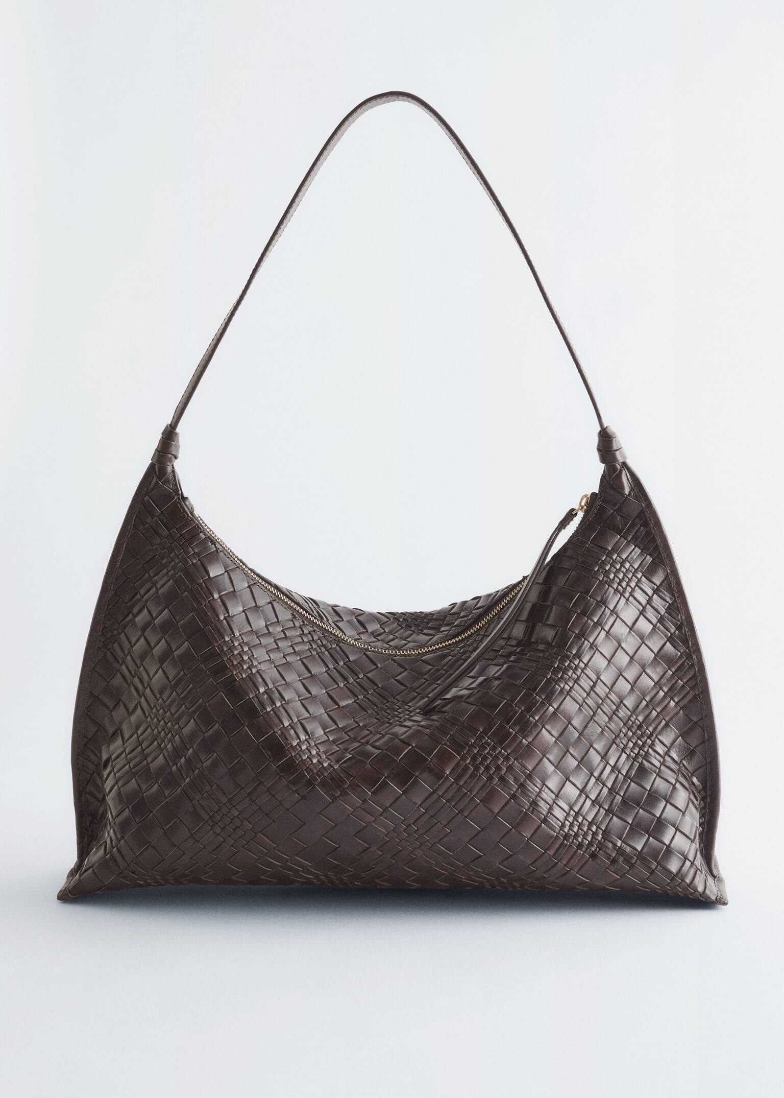 Interwoven Leather Tote Bag - Dark Brown/Black/Rust - 2