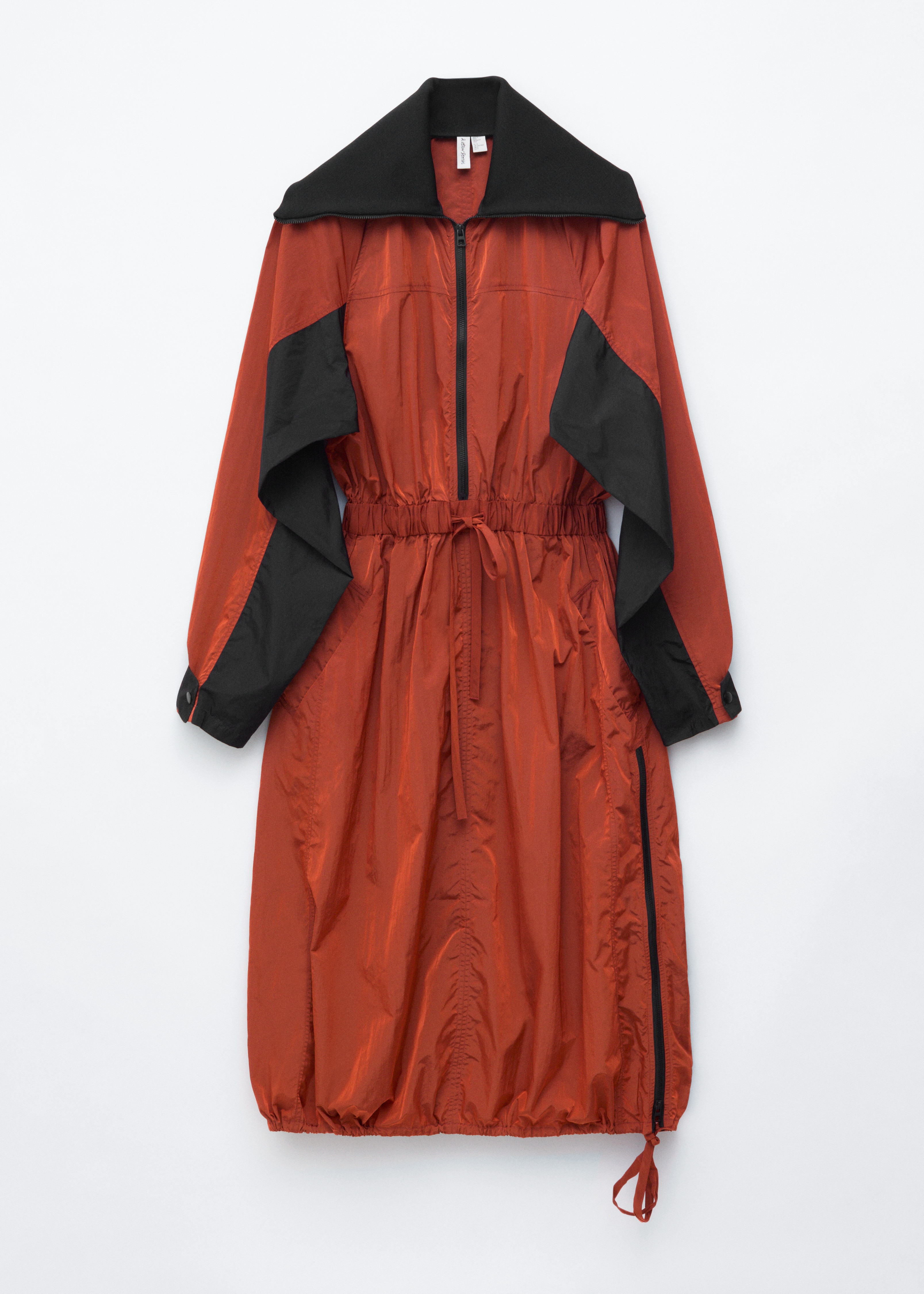 Funktionell midiklänning med dragsko - Rostbrun/Svart