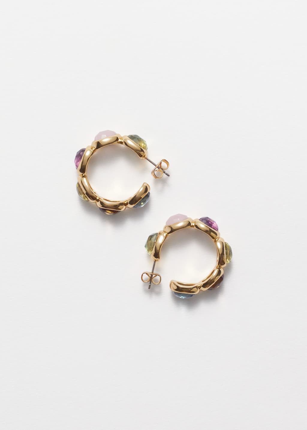 Vibrant Crystal Hoops - Gold - Still Life