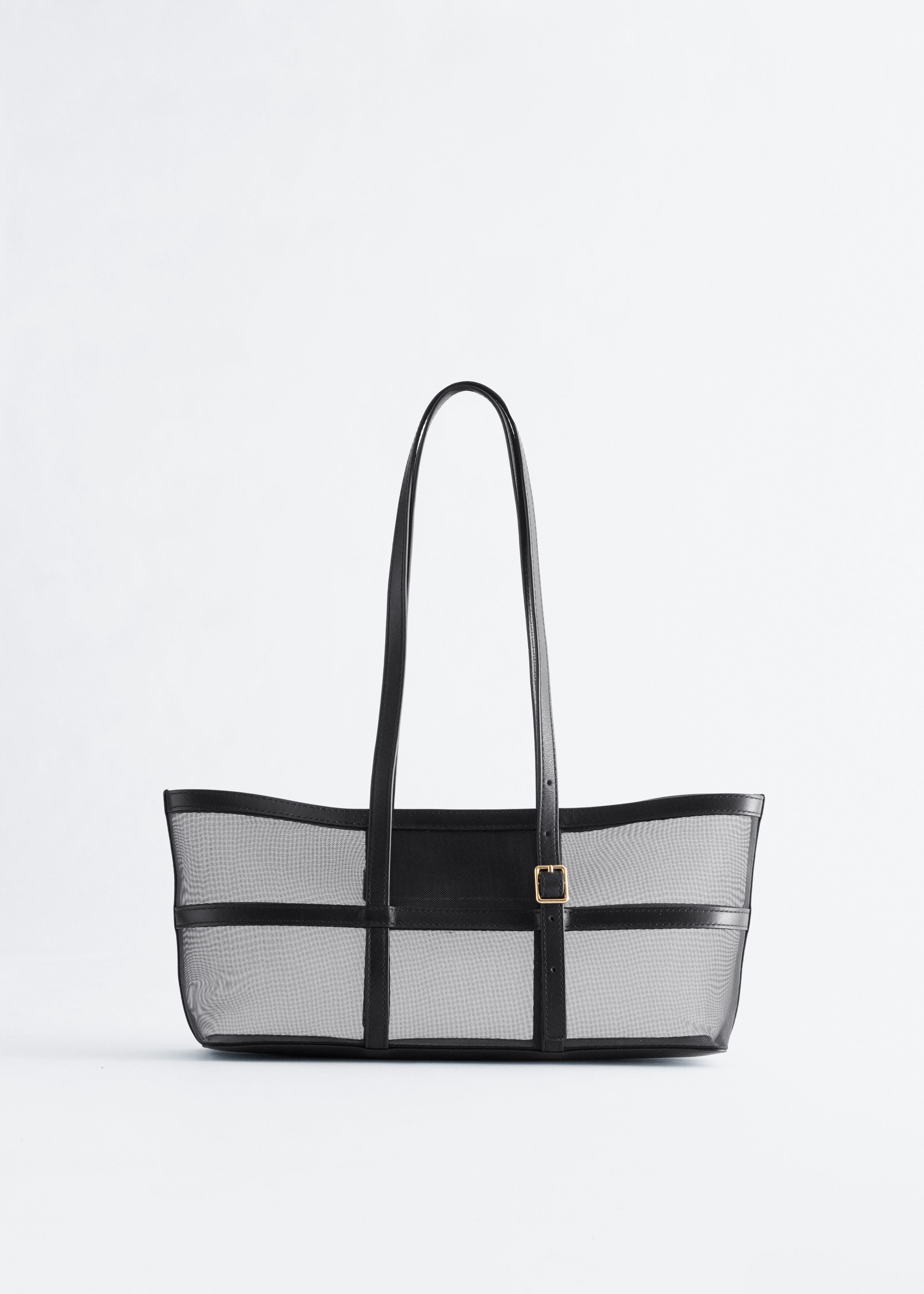 Mala tote em lona com acabamento em pele - Preto/Azul