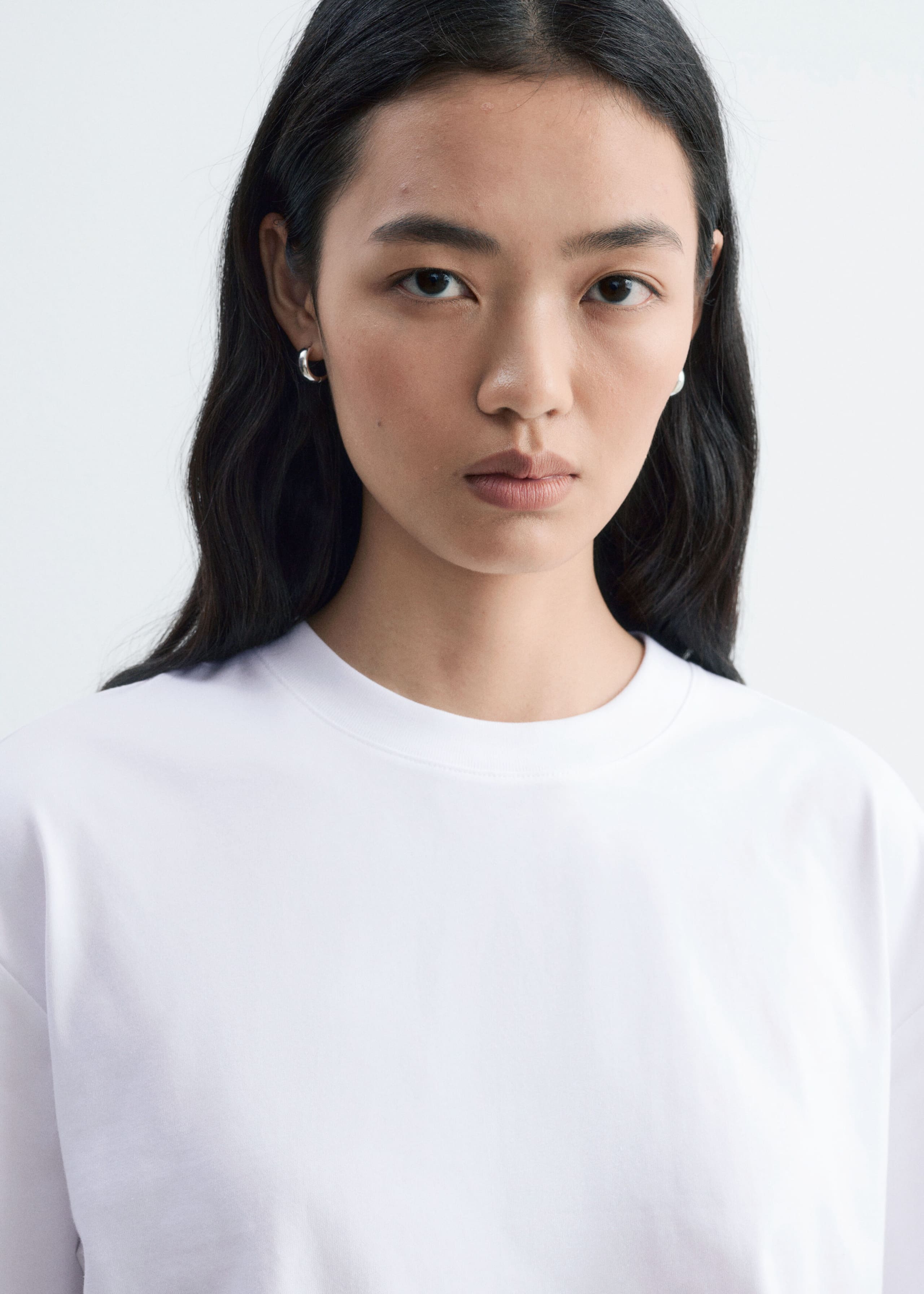 Boxy Cotton T-Shirt - White - Lookbook