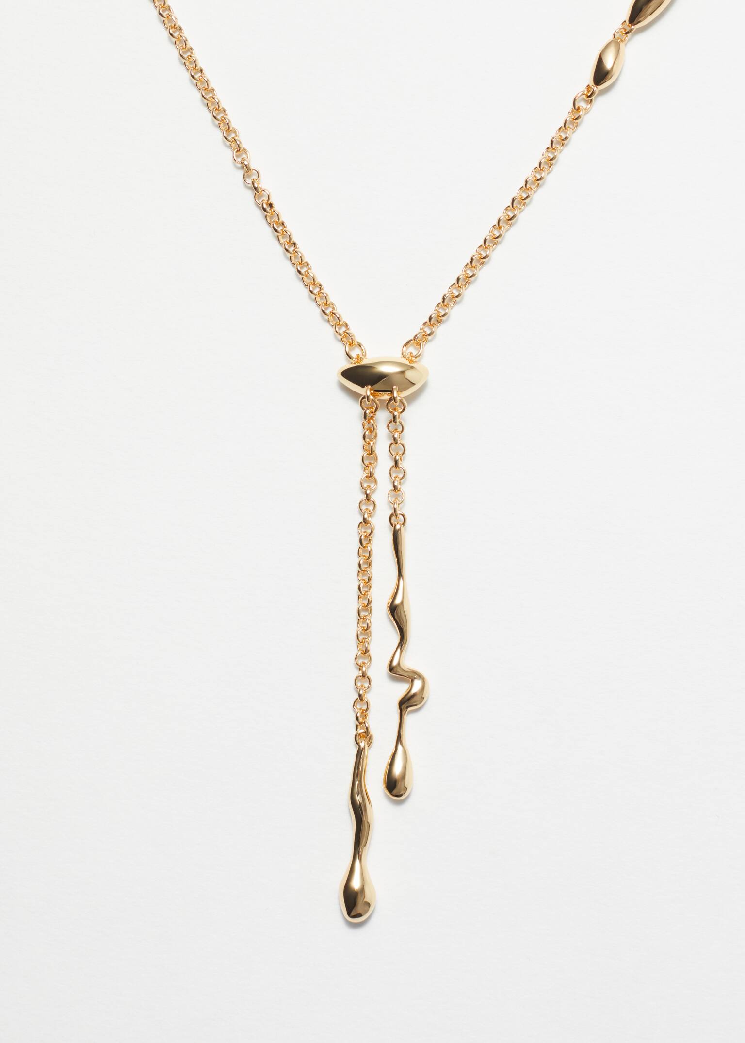 Drop Bead Lariat Necklace - Gold/Silver - 3