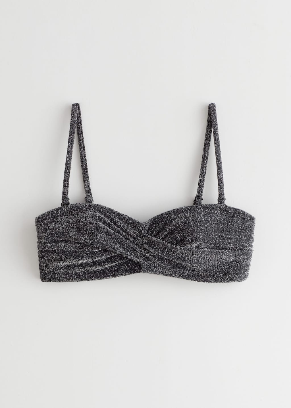 Glitter Bandeau Bikini Top - Black Glitter - Bodegón