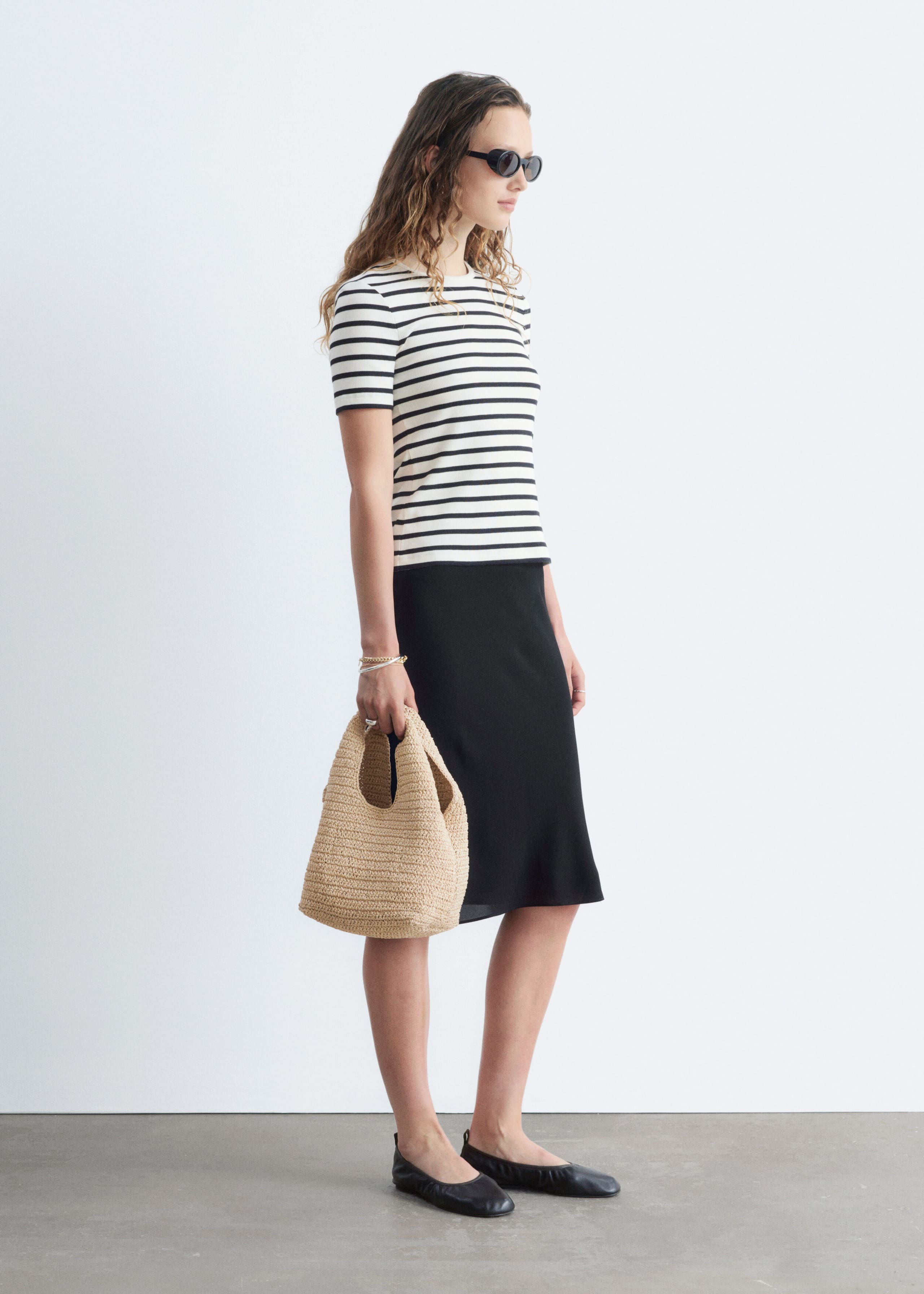 Ribbed T-Shirt - White - Lookbook