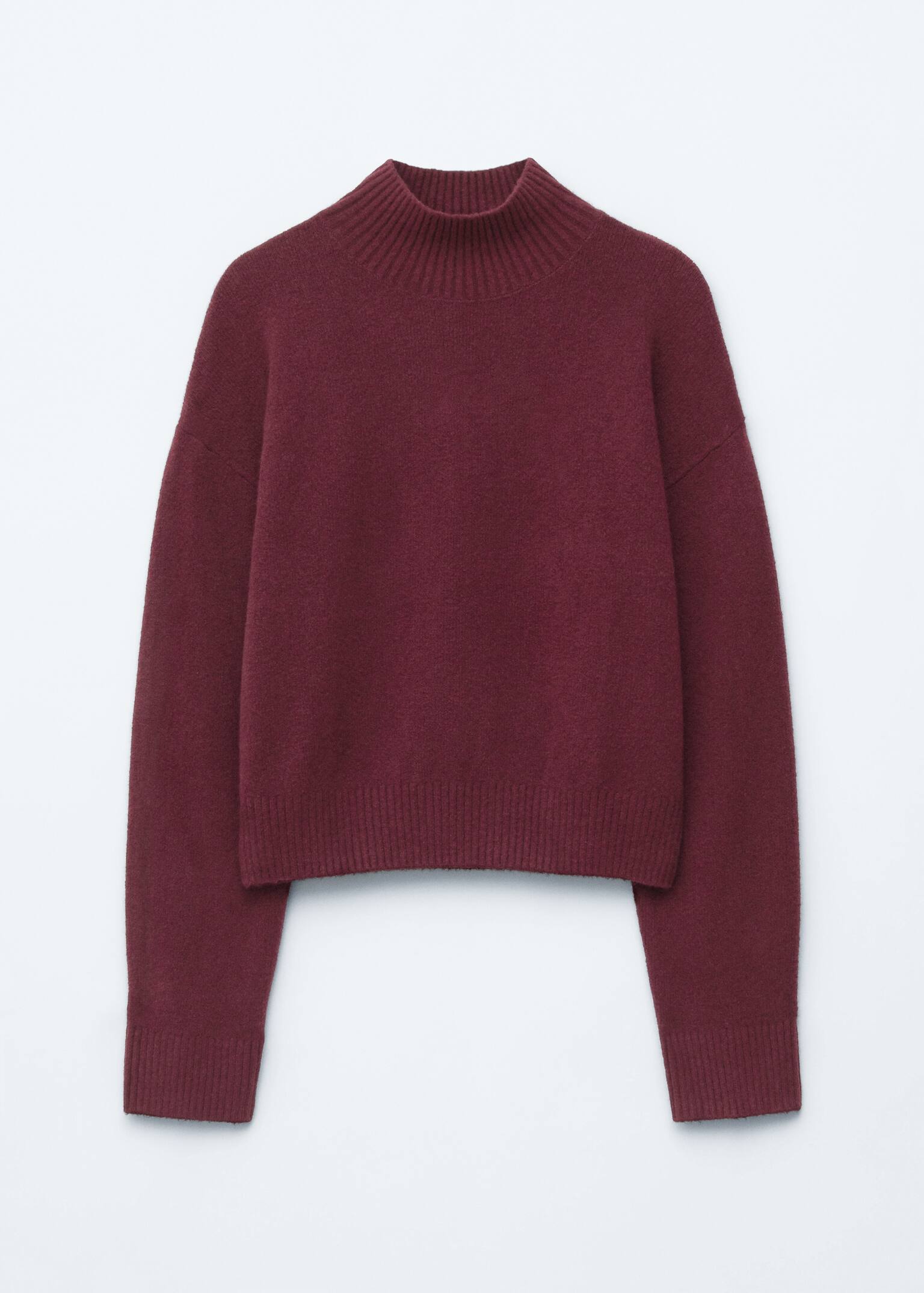 Rollkragenpullover - Weinrot/Dunkles Graubraun/Schwarz/Rosa/Dunkelbeige - 2