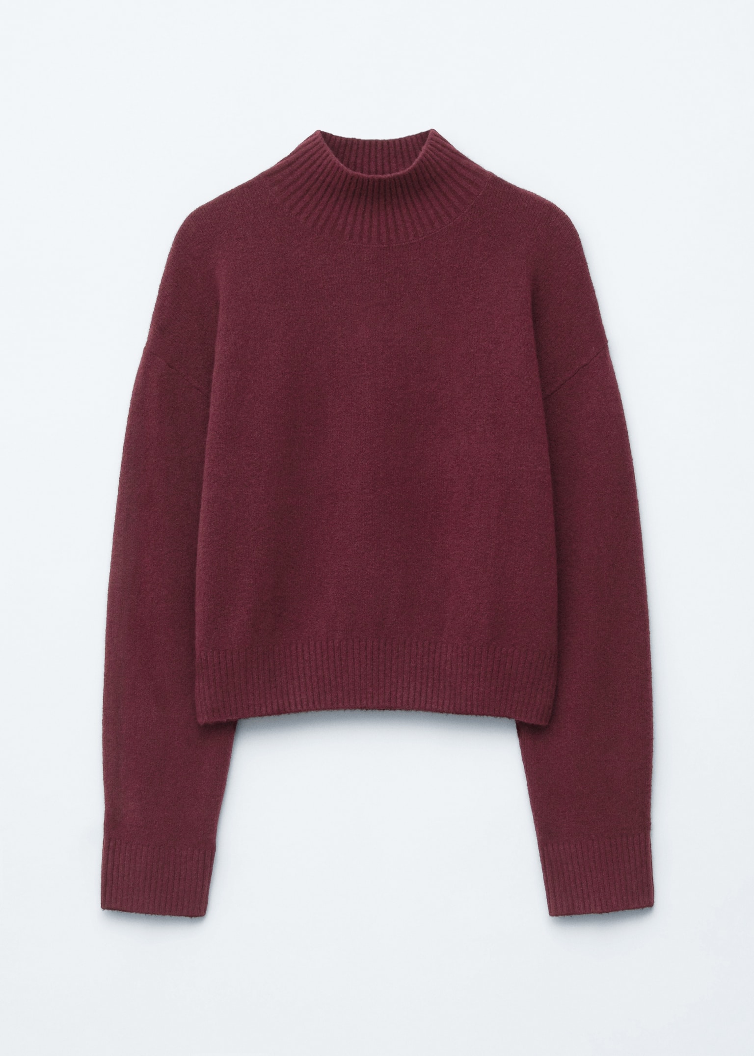 Rollkragenpullover - Weinrot/Schwarz/Rosa/Dunkelbeige - 2