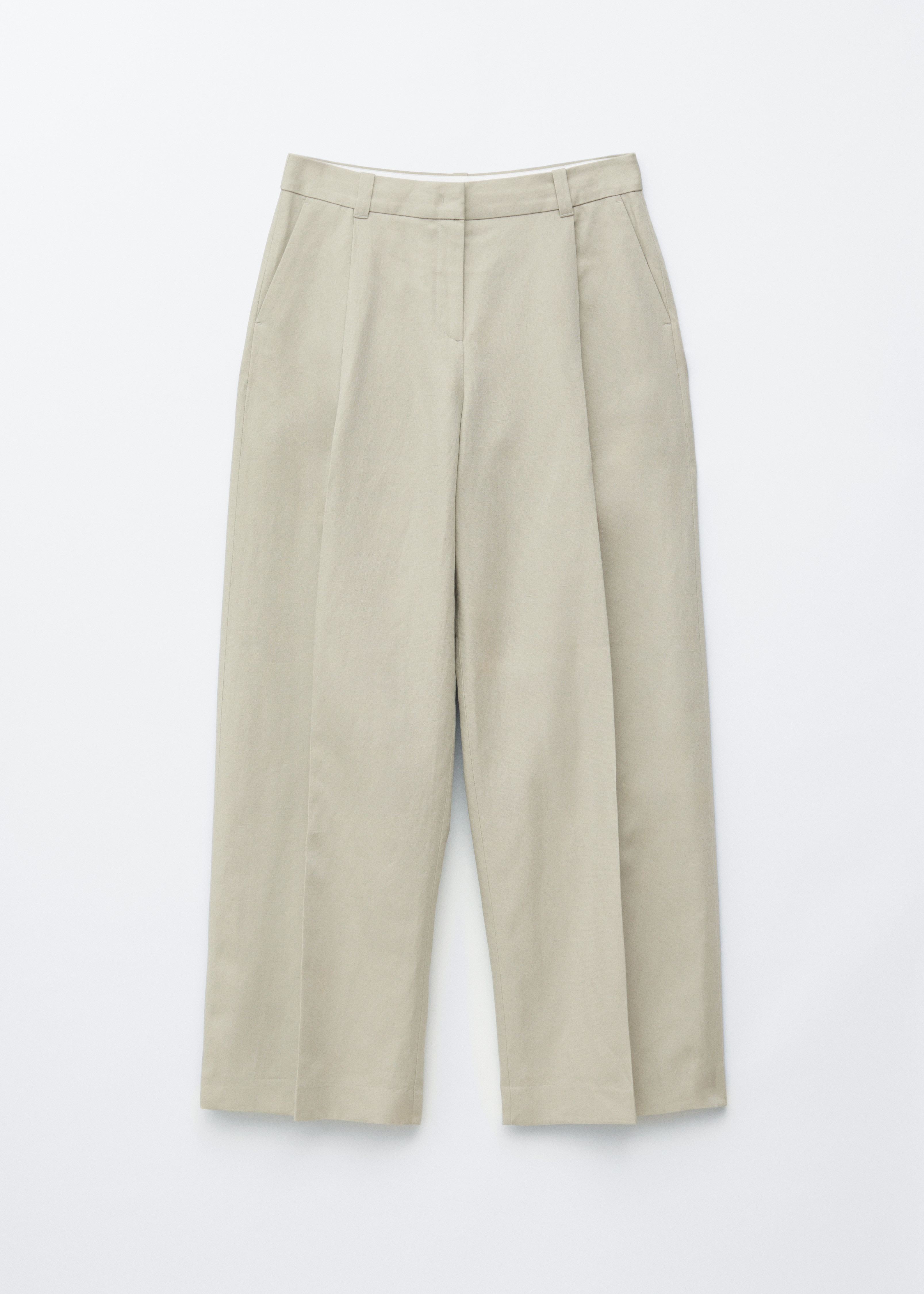 Pantaloni Din Amestec De Bumbac Și In - Bej