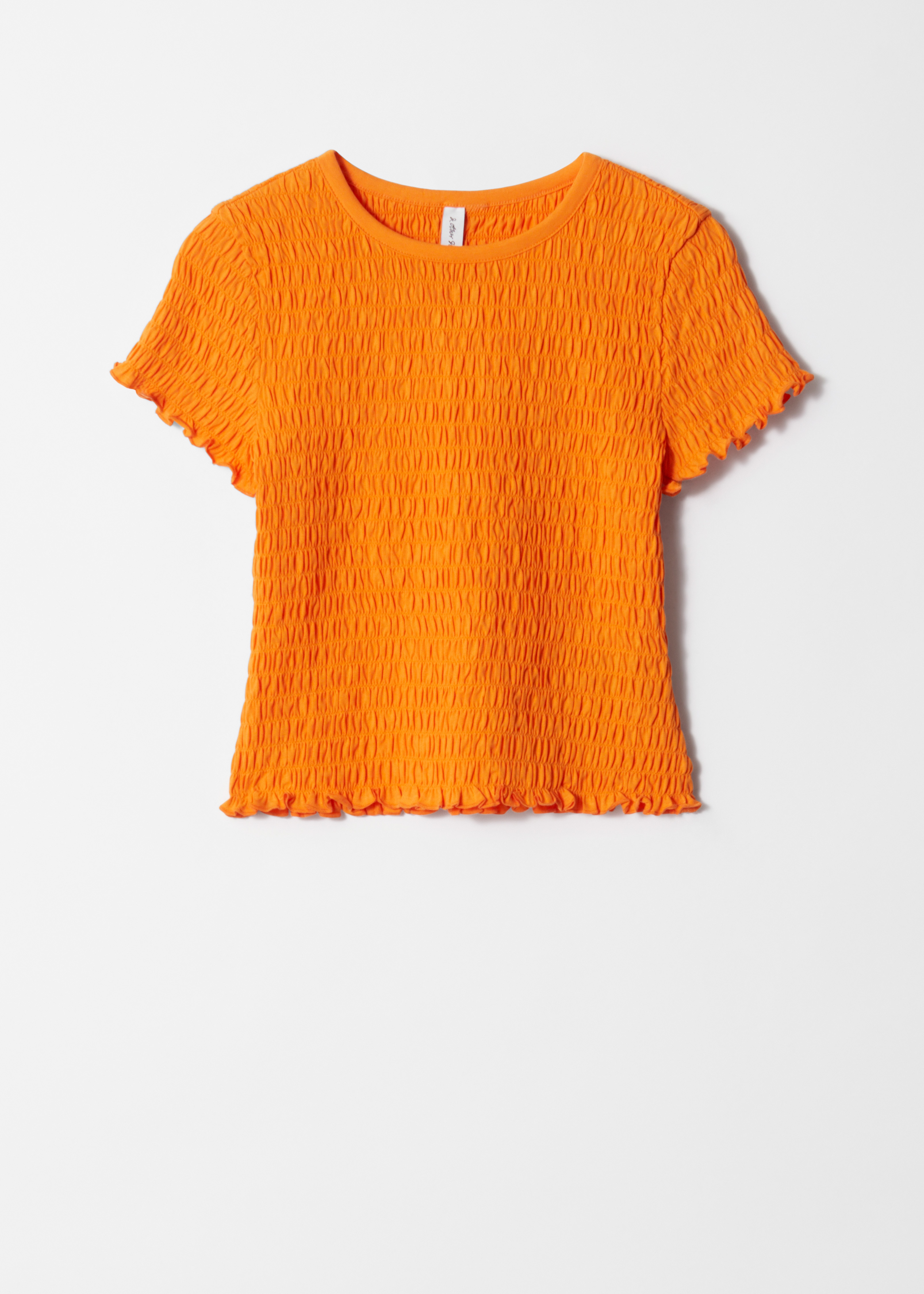T-shirt à smocks - Orange/Blanc/Imprimé floral