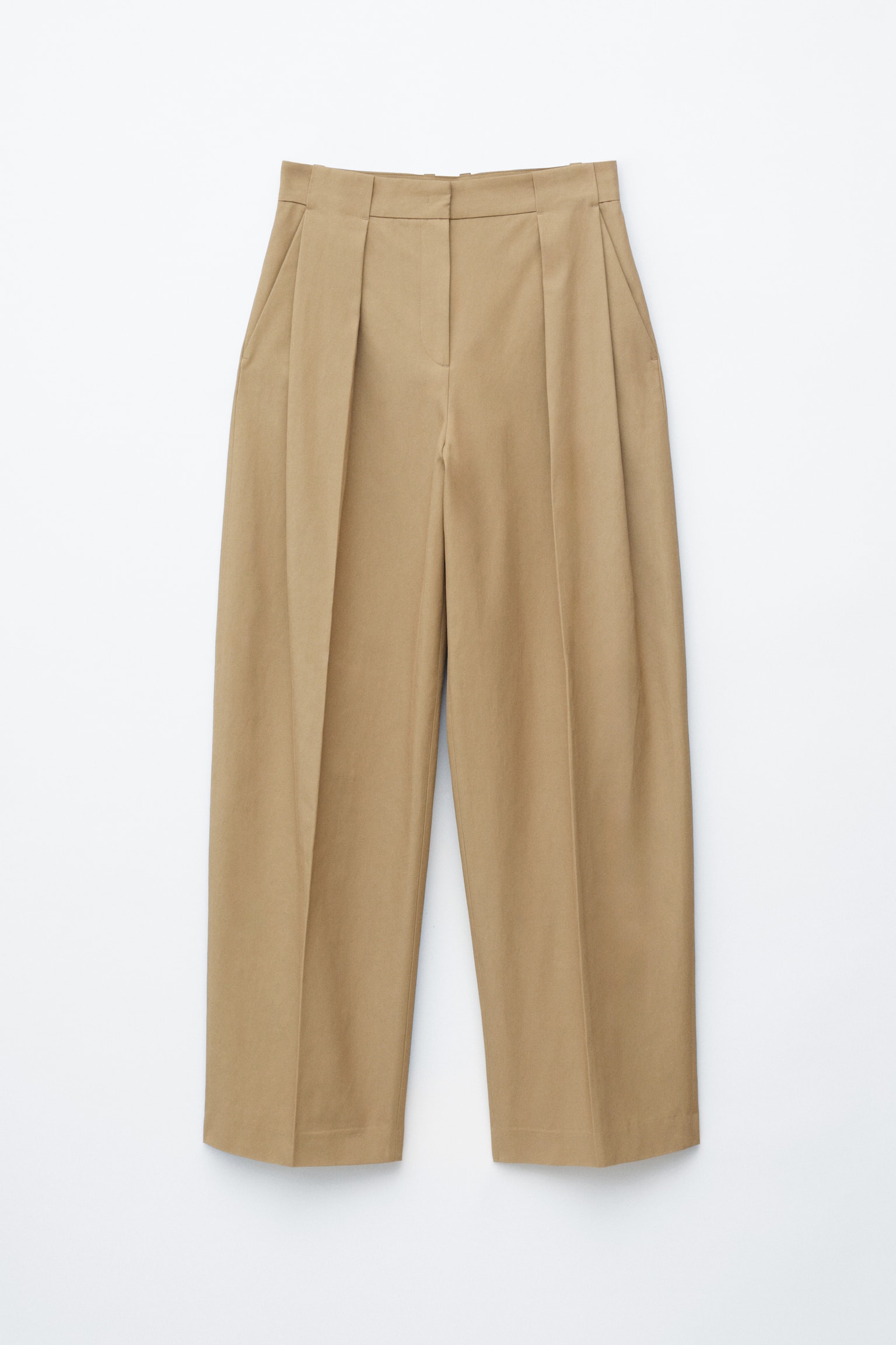 Pantaloni barrel a pieghe - Beige - 2