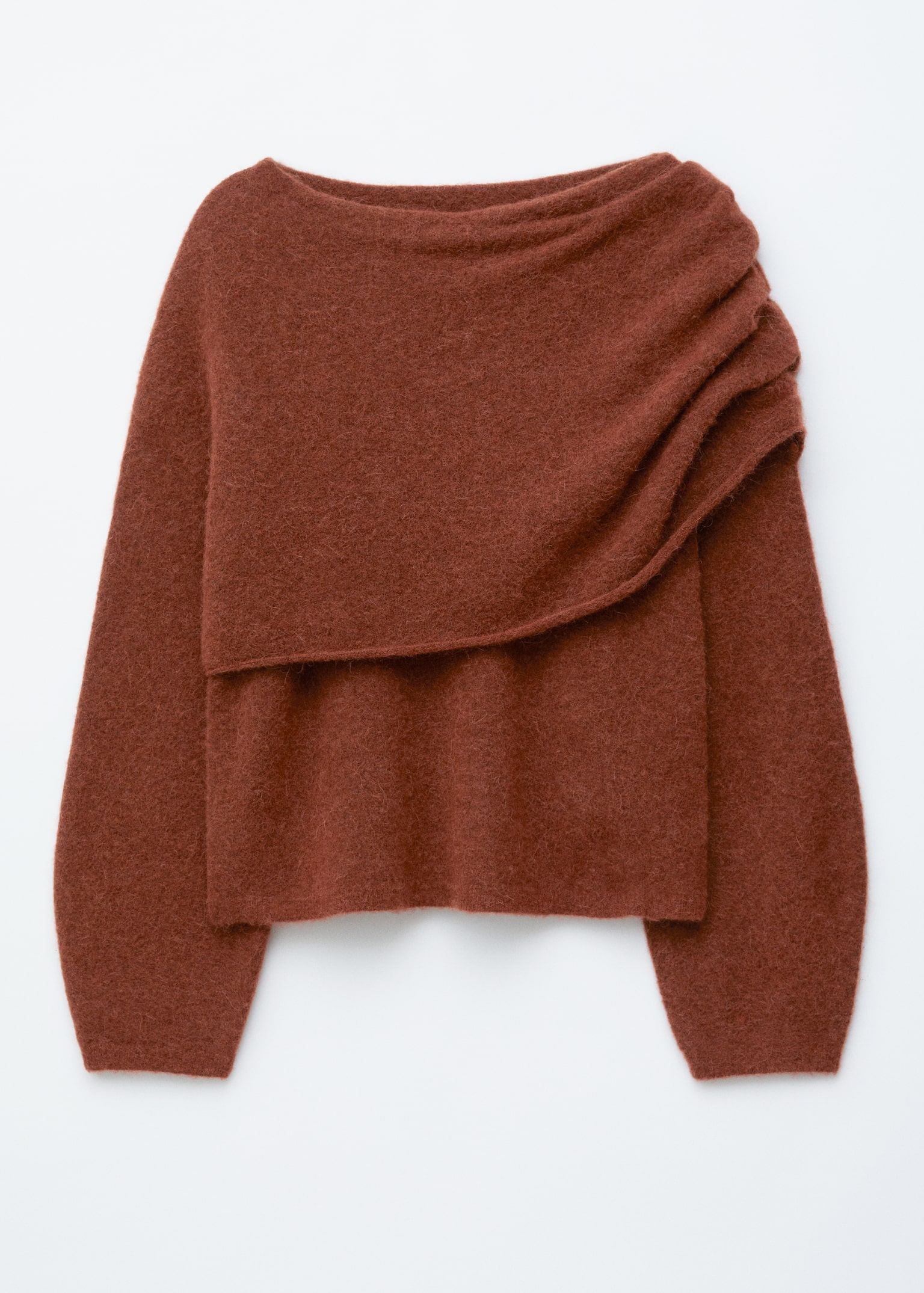 Pull cape en maille - Brun rouille/Gris foncé - 2