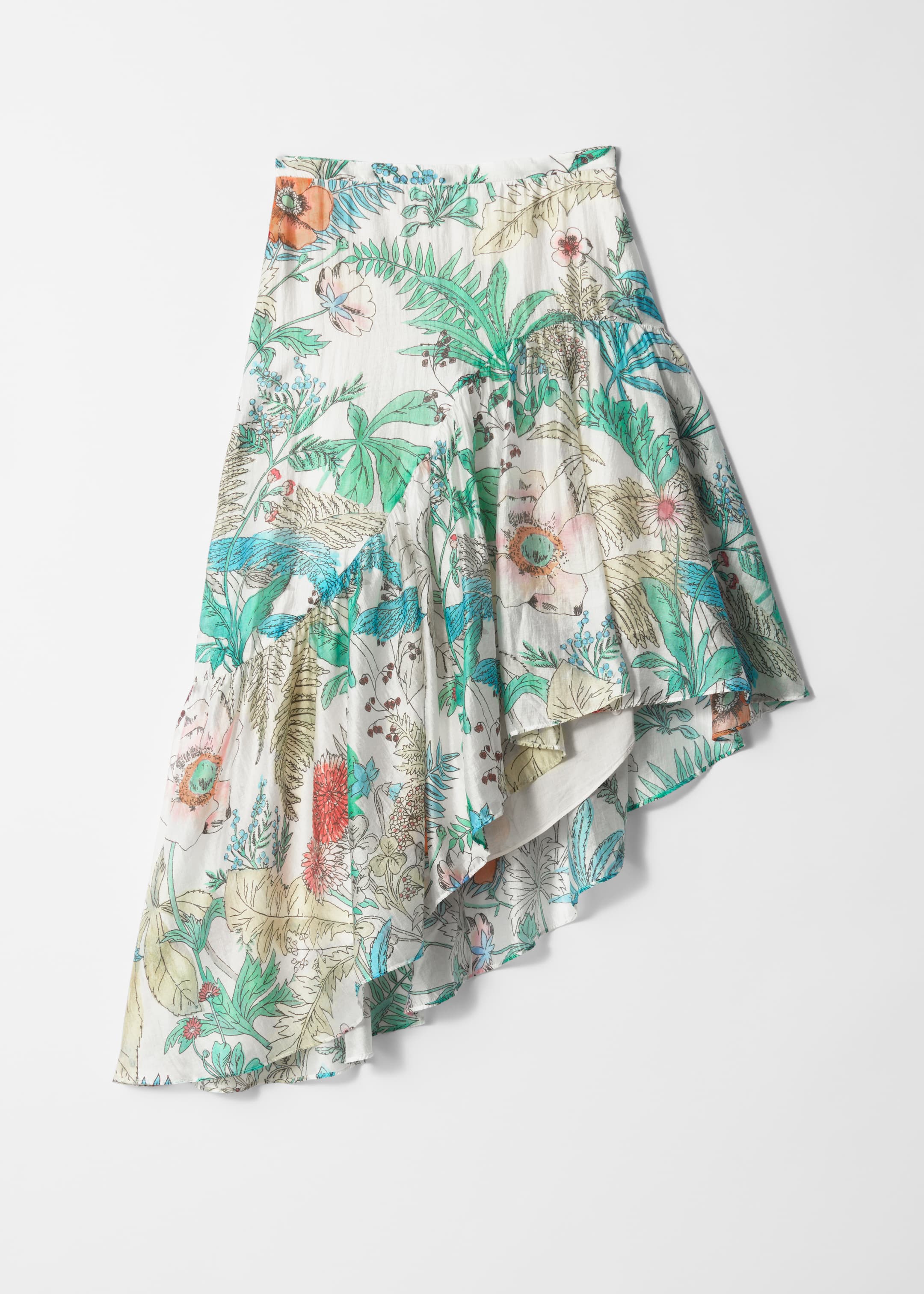 Visa större bild: Asymmetrisk midikjol med volang - Blommönster - DAM | H&M SE 4