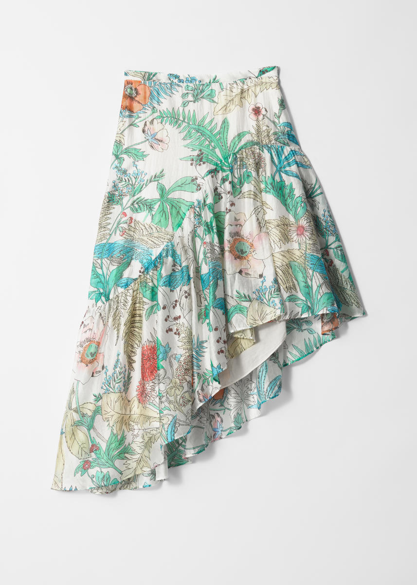 & Other Stories Asymmetric Ruffle Midi Skirt In Multi