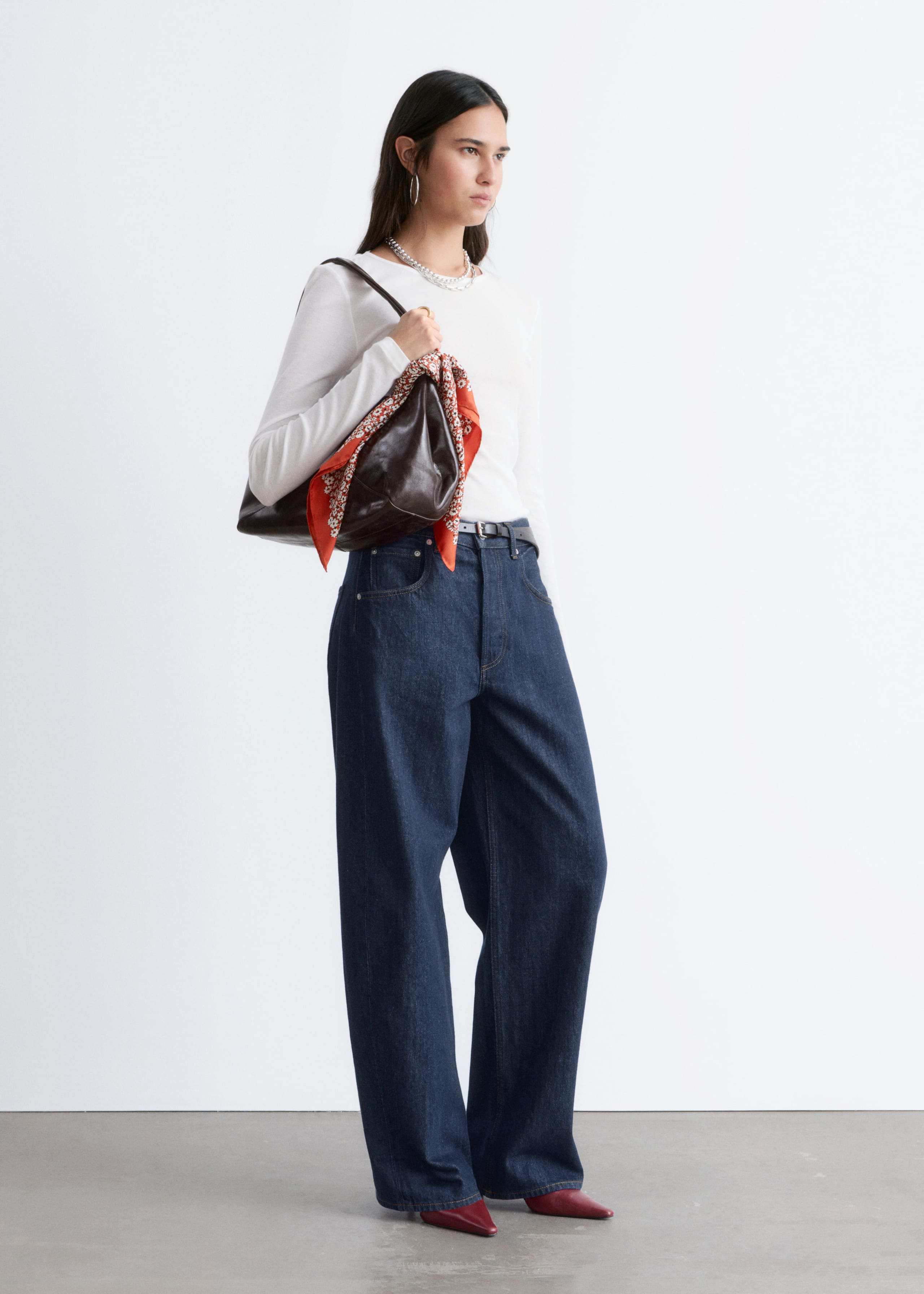 Maglia in cotone a maniche lunghe - Bianco - Lookbook