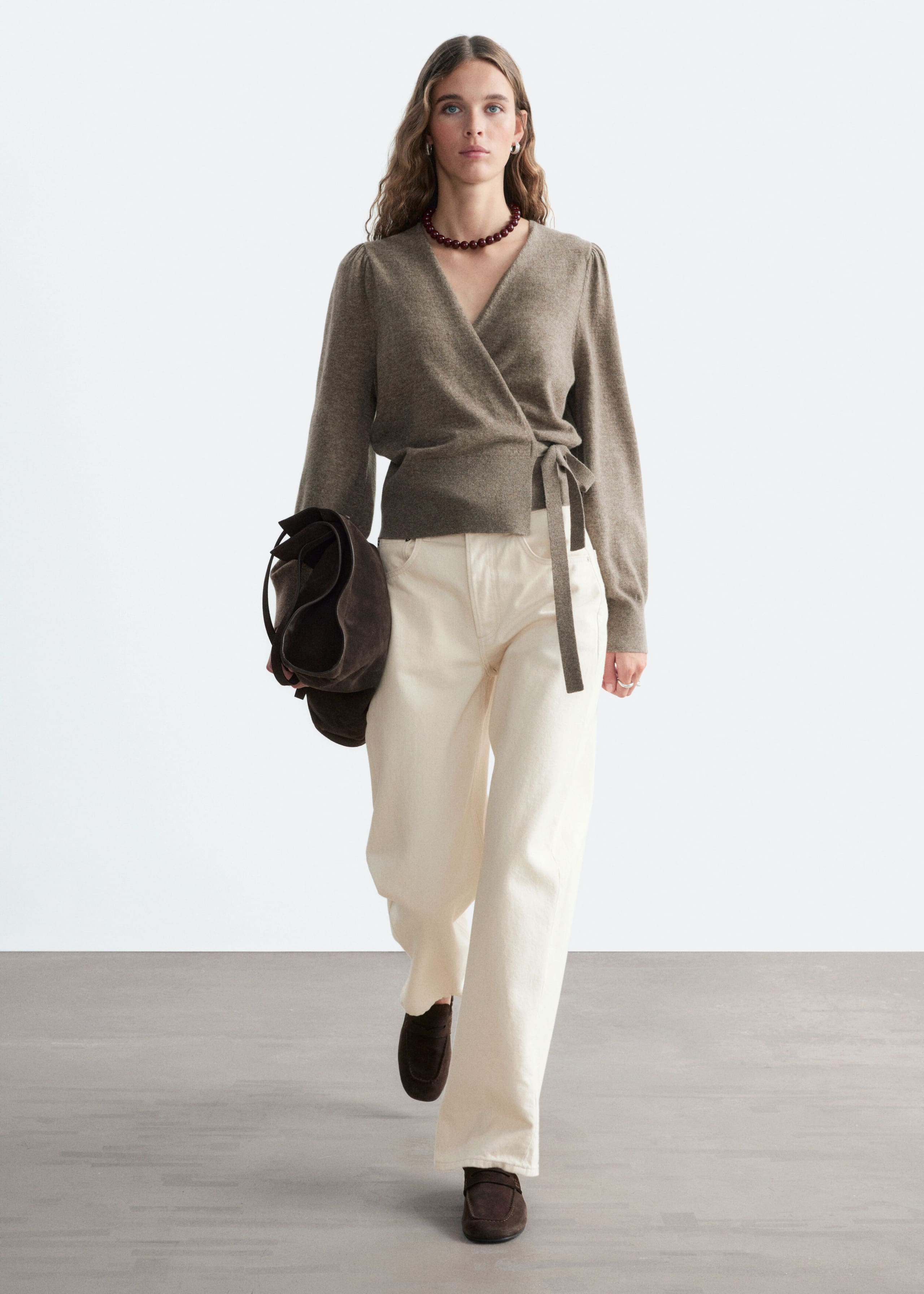 Merino Wrap Cardigan - Blue Melange - Lookbook