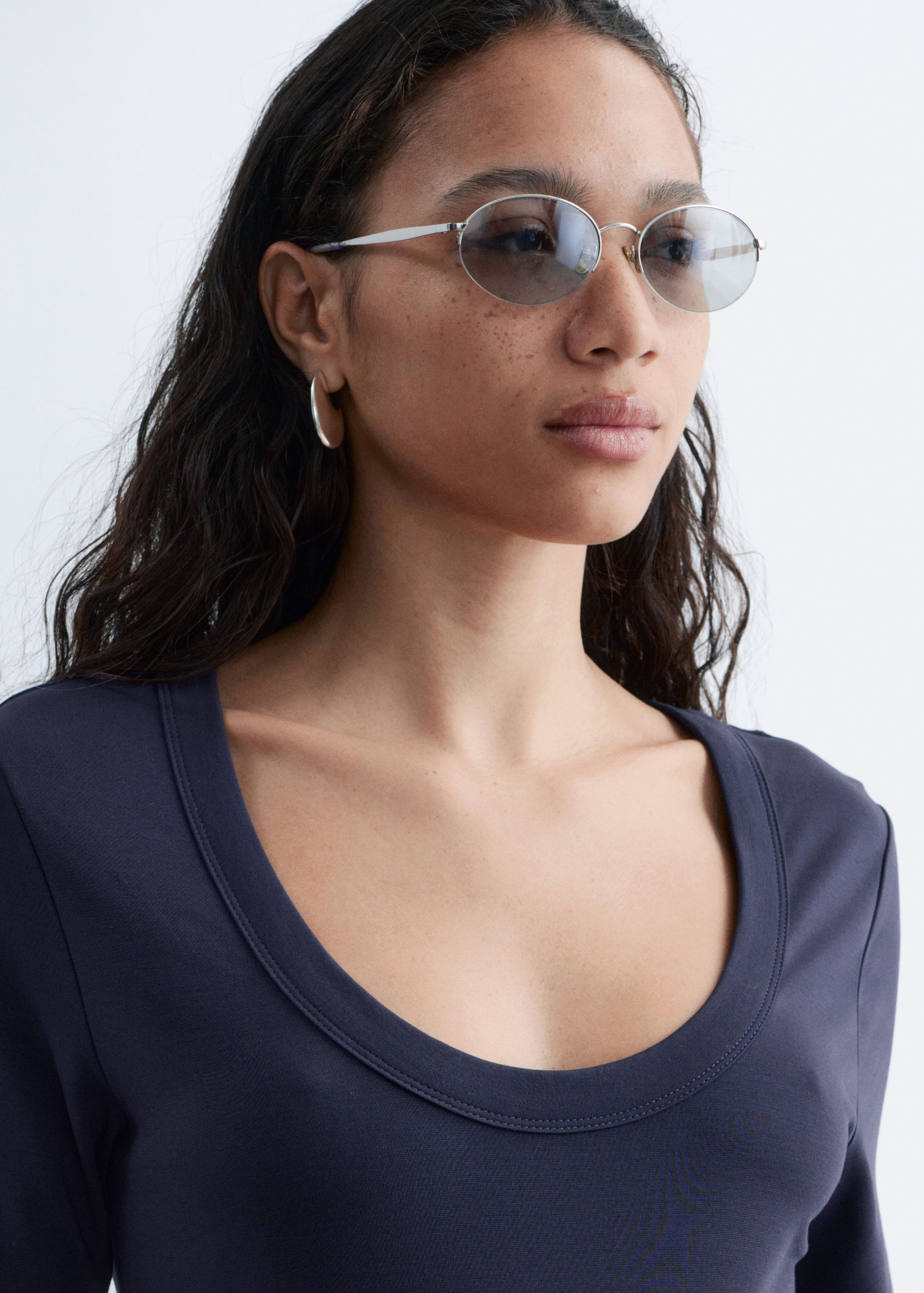 Longline Jersey Maxi Dress - Navy Blue - Lookbook