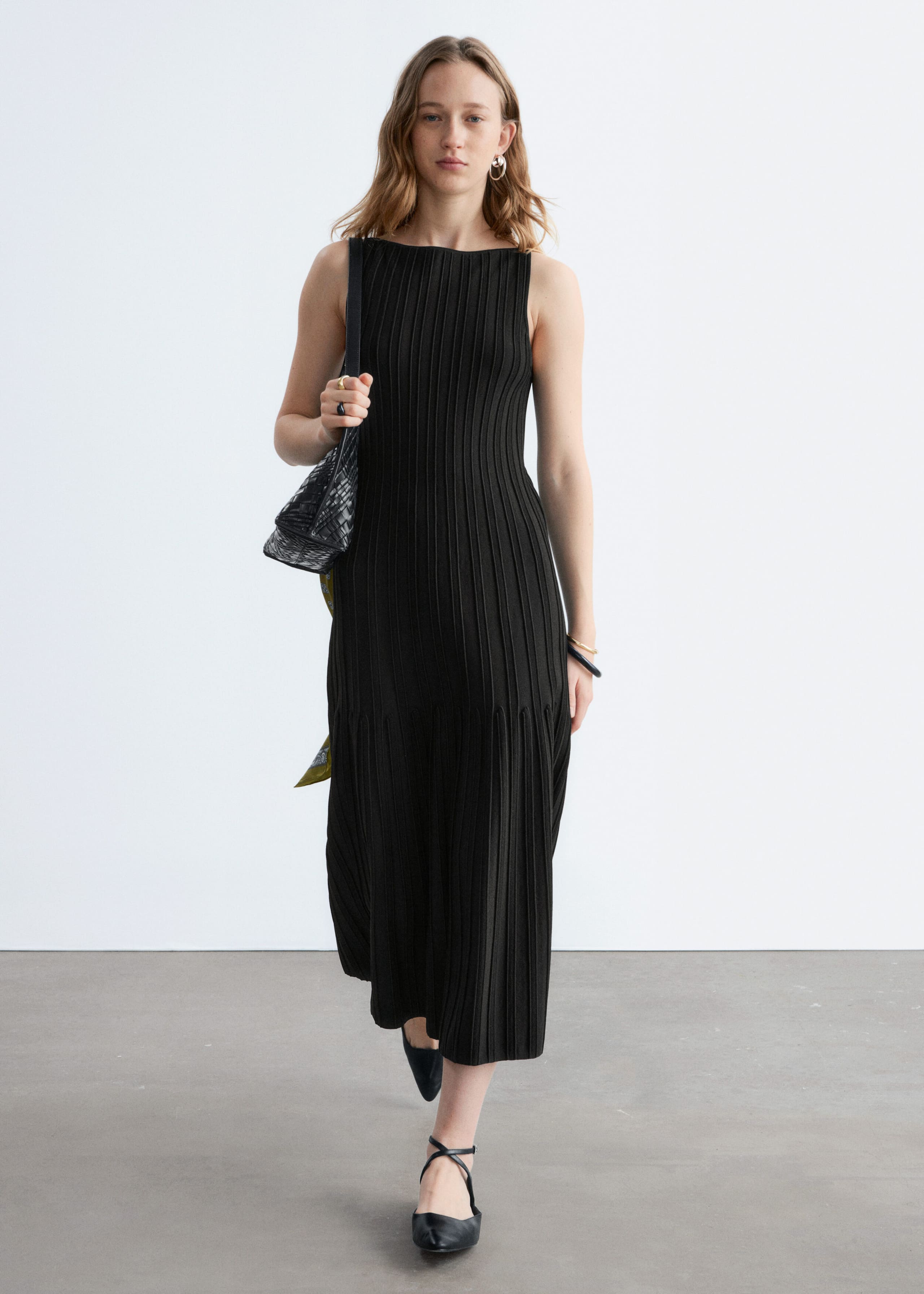 Image of Rib-Knit Midi Dress