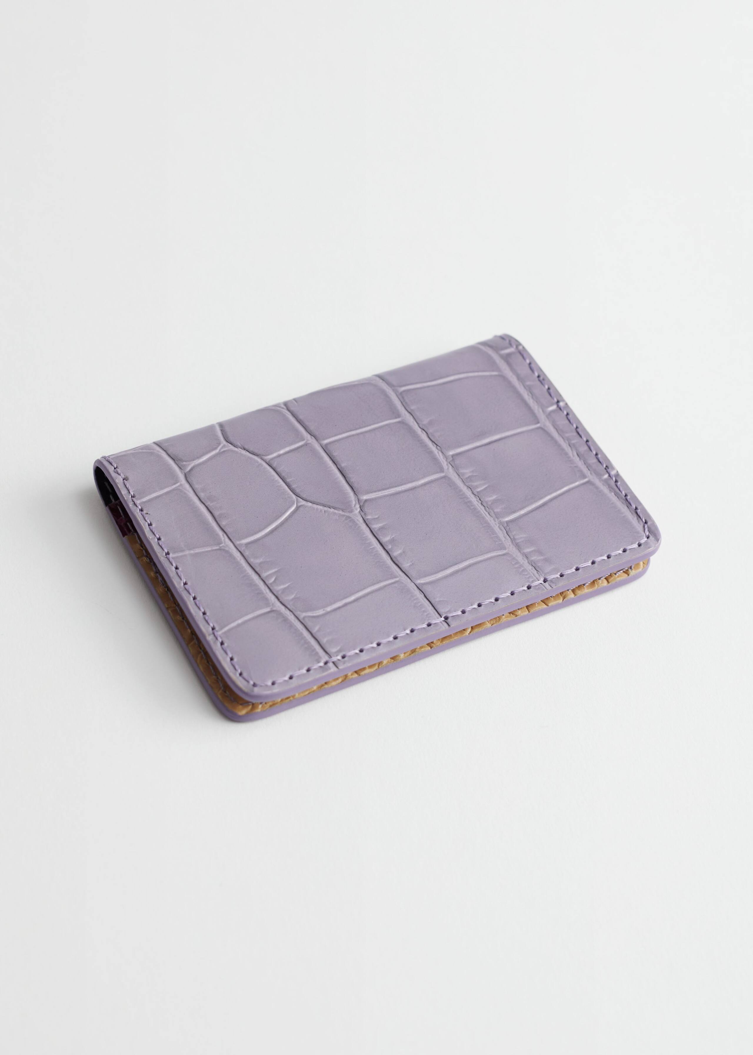 Croc Embossed Leather Card Holder - Black/Brown - Natura morta