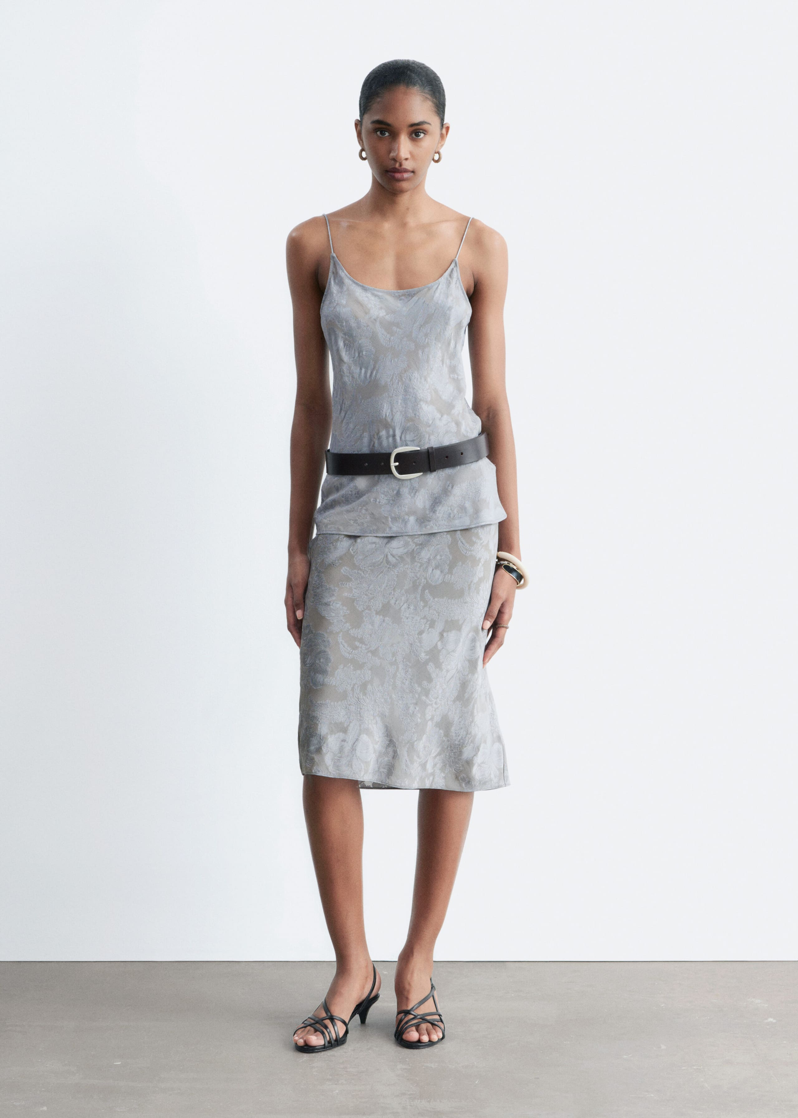 Image of Viscose-Silk fJacquard Midi Skirt