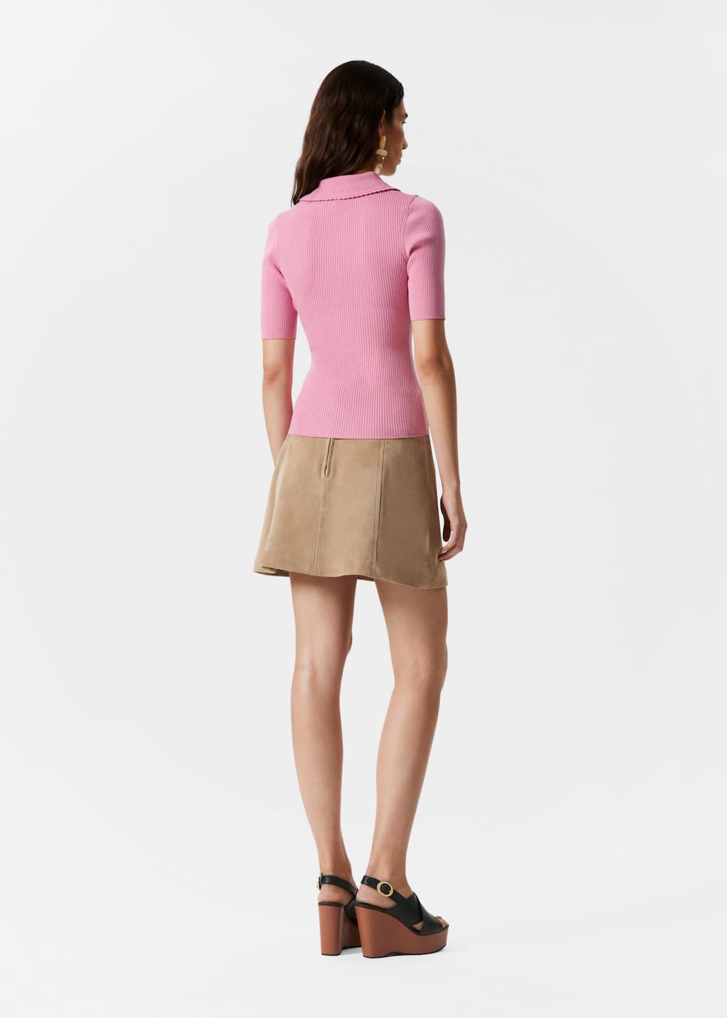 Top de punto de canalé con bordes ondulados - Crema - Lookbook