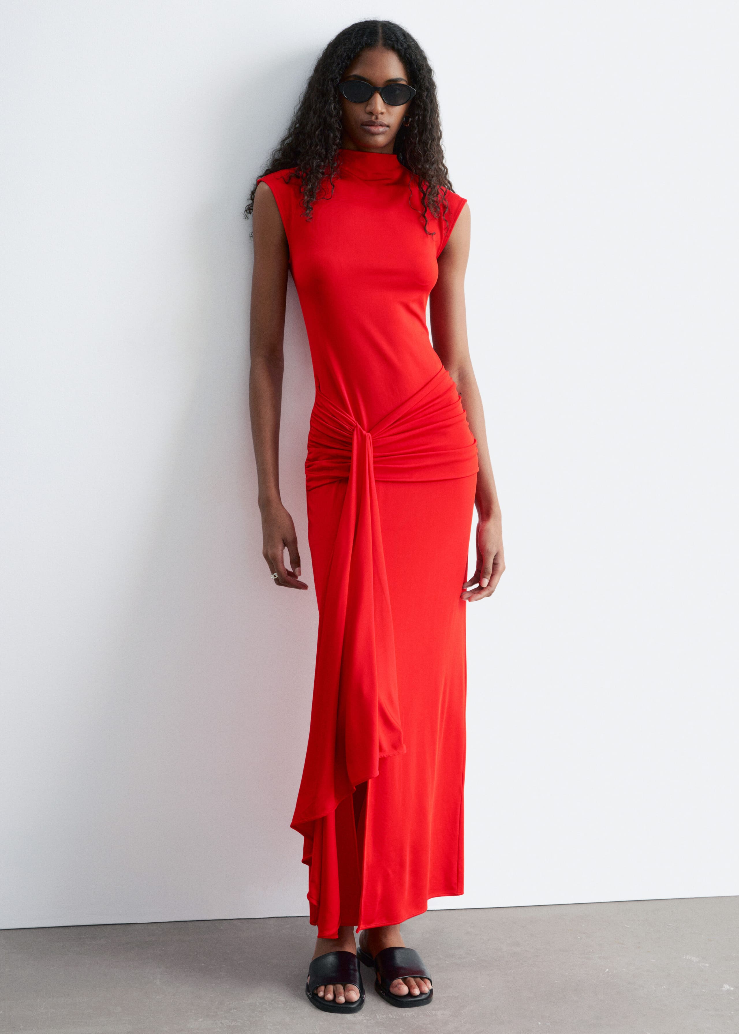 Image of Wrap-Front Midi Dress