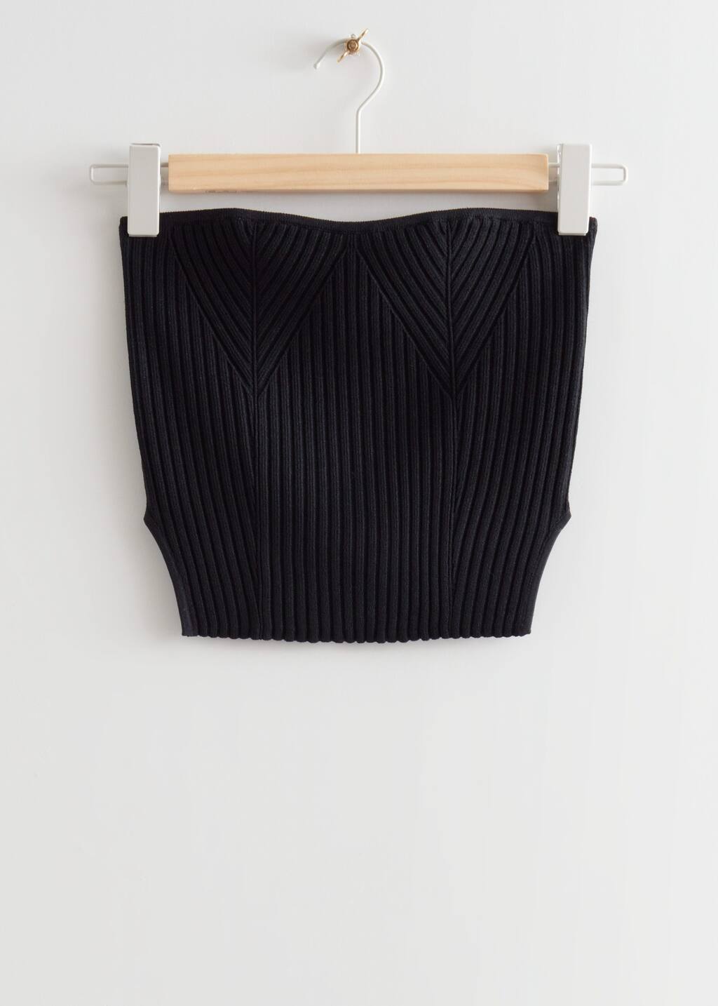 Cropped Knit Bustier - Black - Still Life