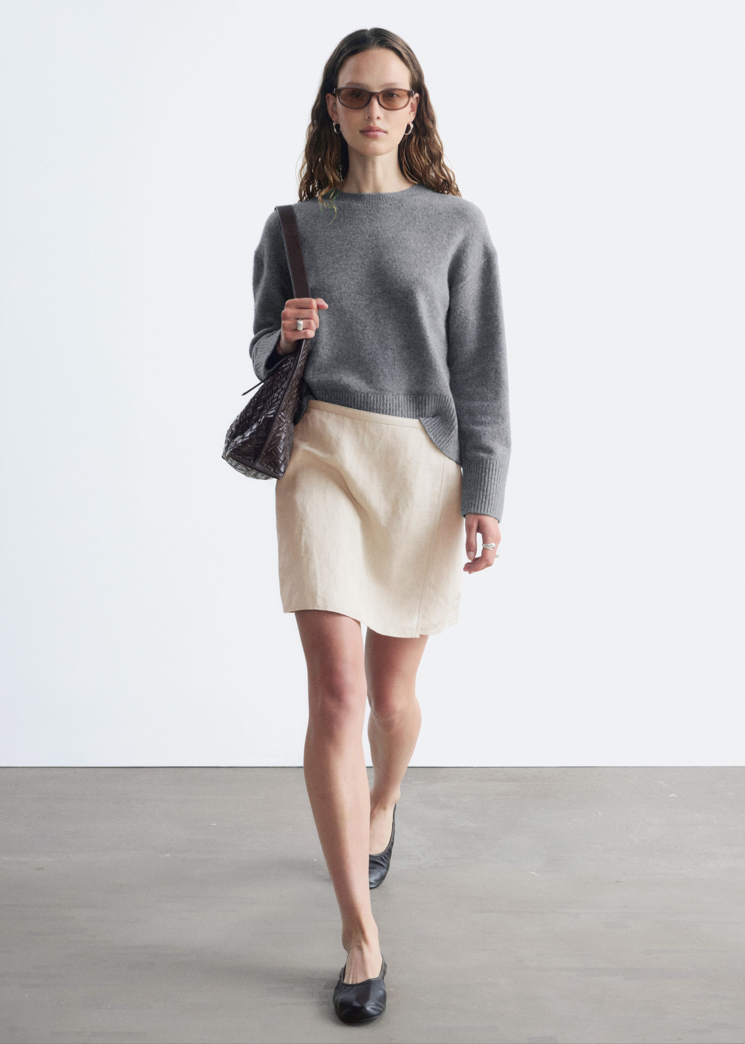 Relaxed Knit Jumper - Grey Melange - Lookbook
